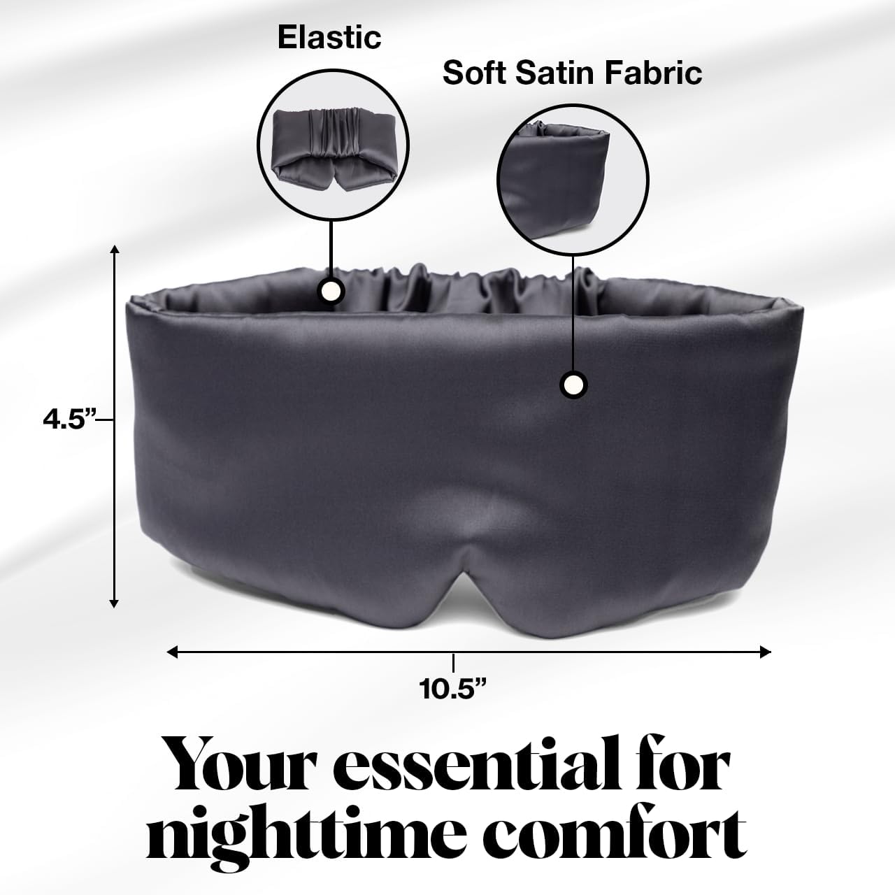 Kitsch satin sleep mask with adjustable strap for secure all-night fit