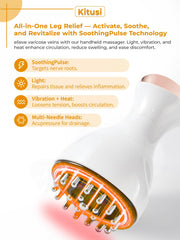 Kitusi leg massager showing heat and light therapy for soothing comfort