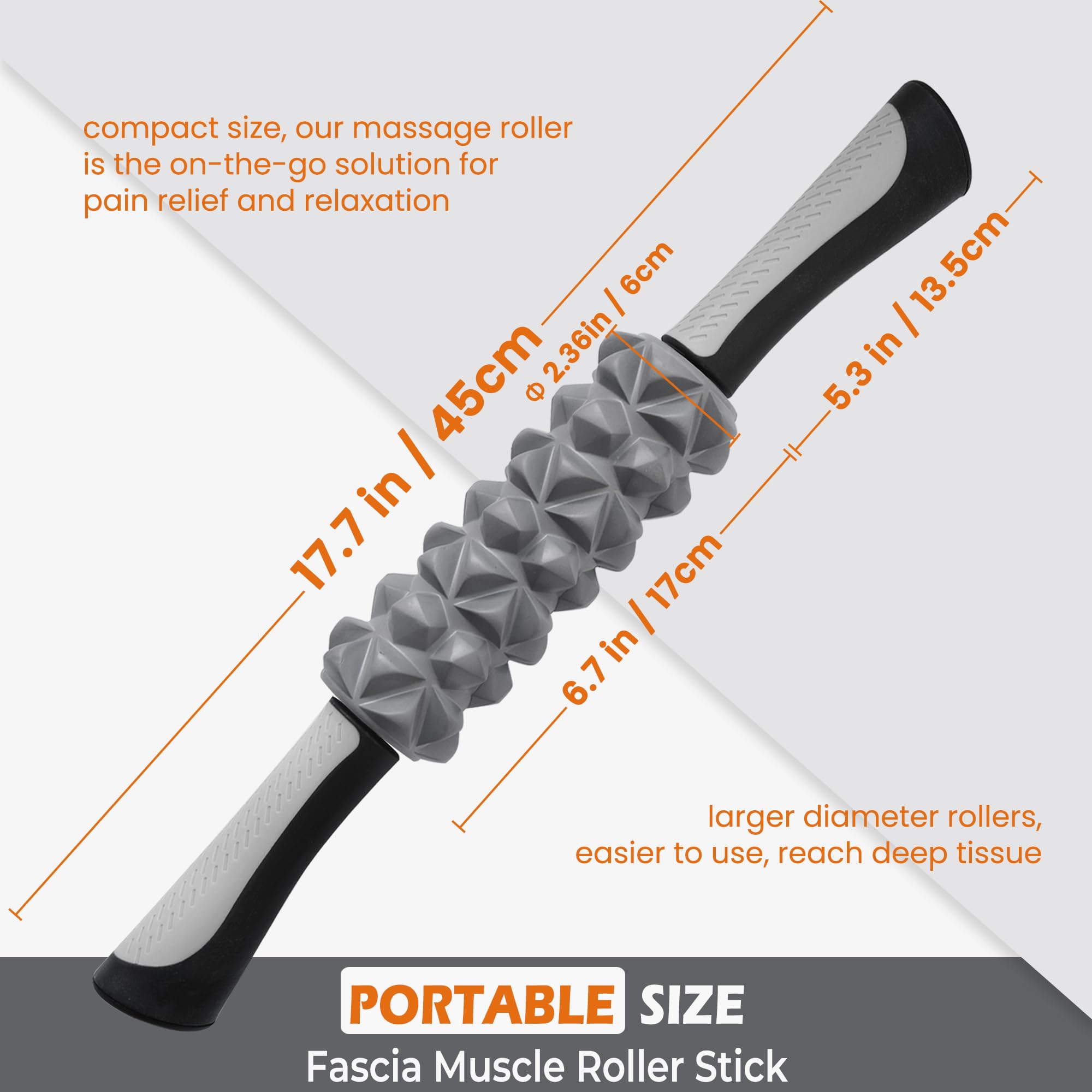 KITWILD Muscle Roller Stick side view highlights lightweight grip for easy handling.