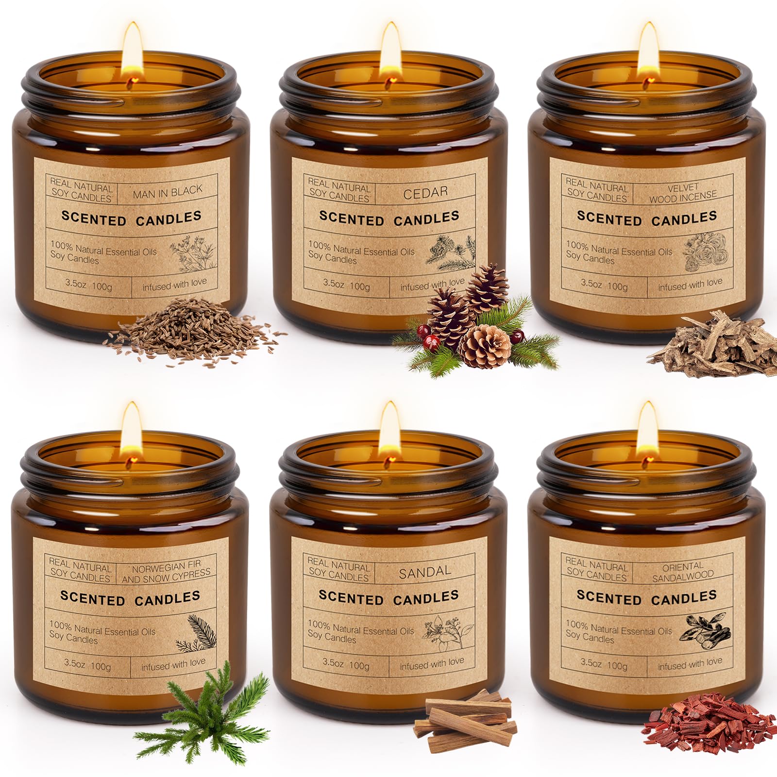 KIYTARBOO 6-pack candles set for home fragrance.