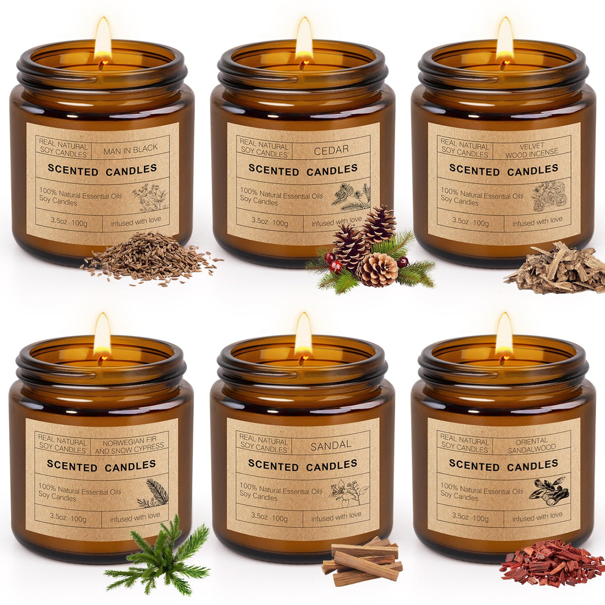 KIYTARBOO 6-pack candles set for home fragrance.