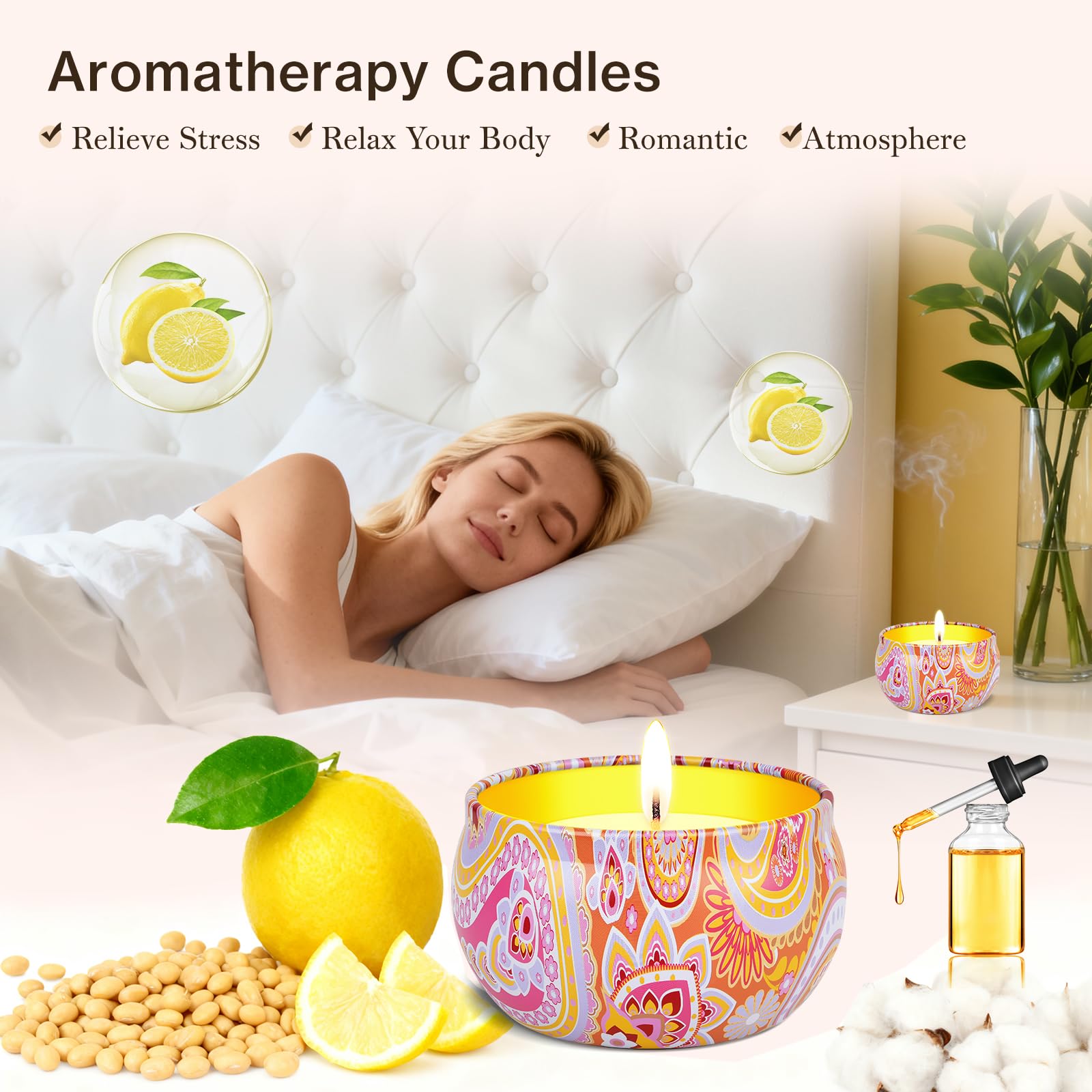 KIYTARBOO gardenia and lemon candles in elegant packaging, clean-burning
