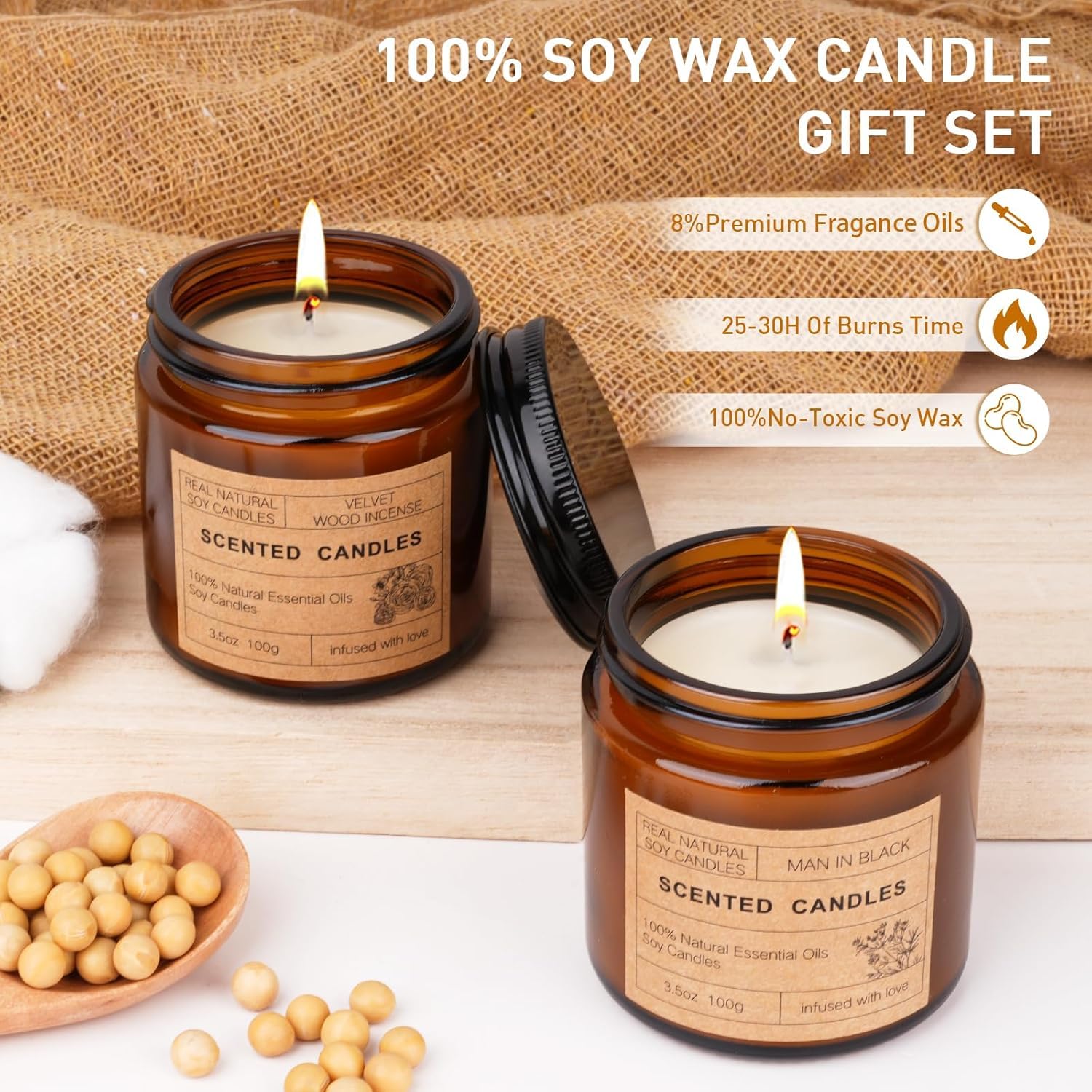 KIYTARBOO Man in Black candle for bold, masculine ambiance.