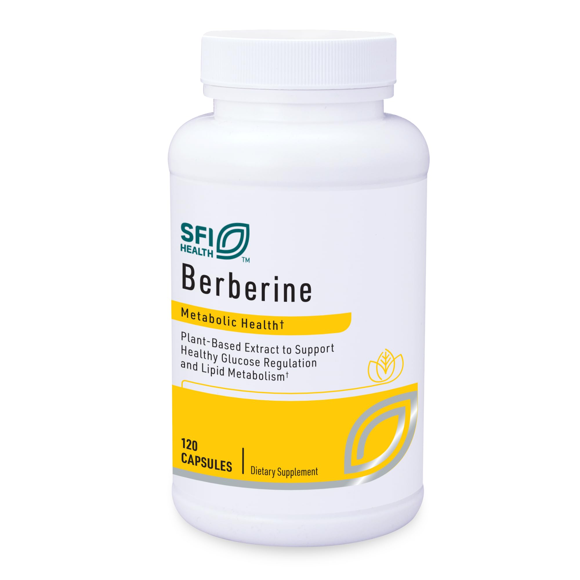 Klaire Labs Berberine HCI 500mg bottle front shows gluten-free hypoallergenic formulation