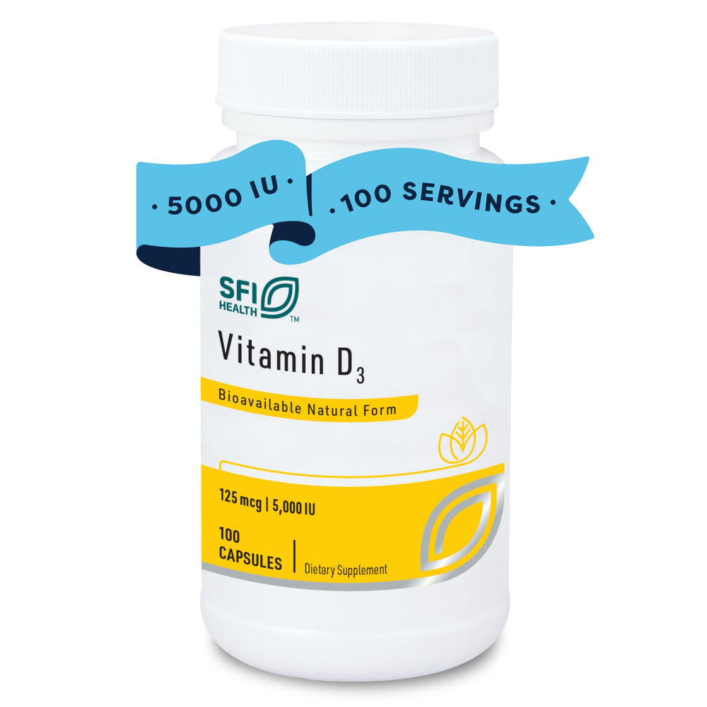 Klaire Labs D3 5000 IU bottle showing high potency for daily support