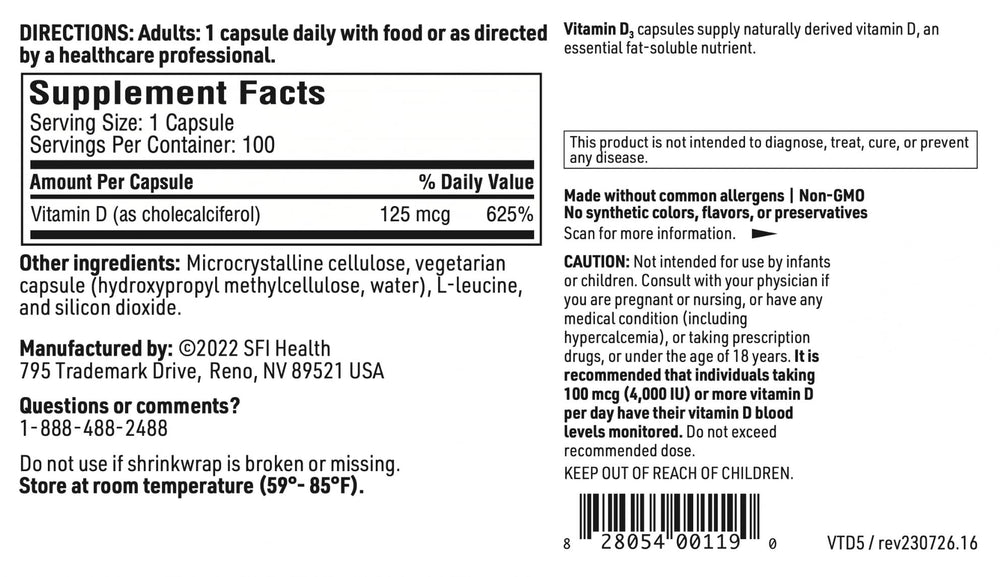 Klaire Labs D3 ingredients panel emphasizes clean hypoallergenic formula