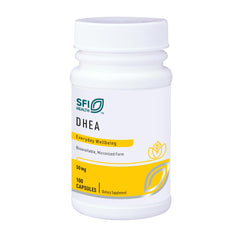 Klaire Labs DHEA 50mg bottle front view highlighting packaging for daily wellness