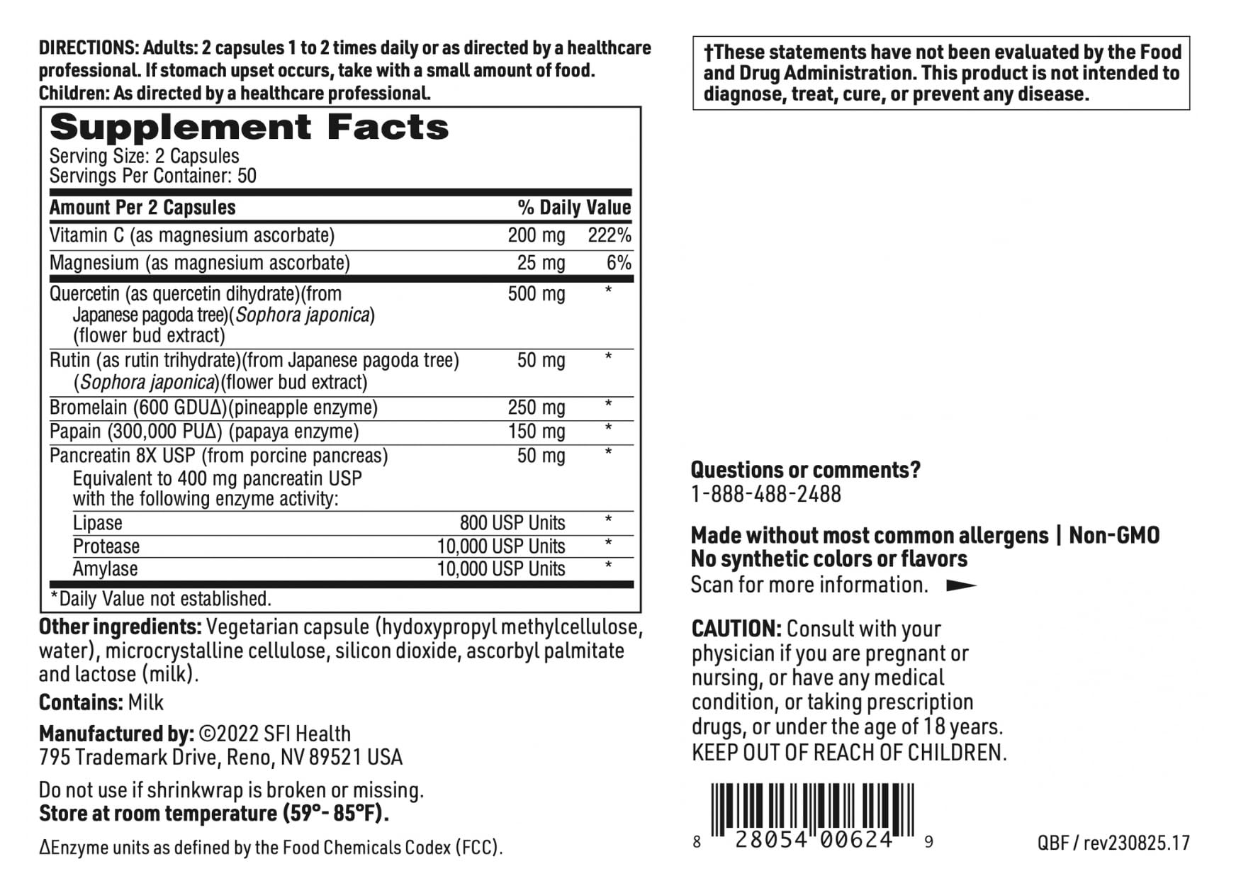 SFI Health Klaire Labs Quercetin-Bromelain Forte bottle glass view