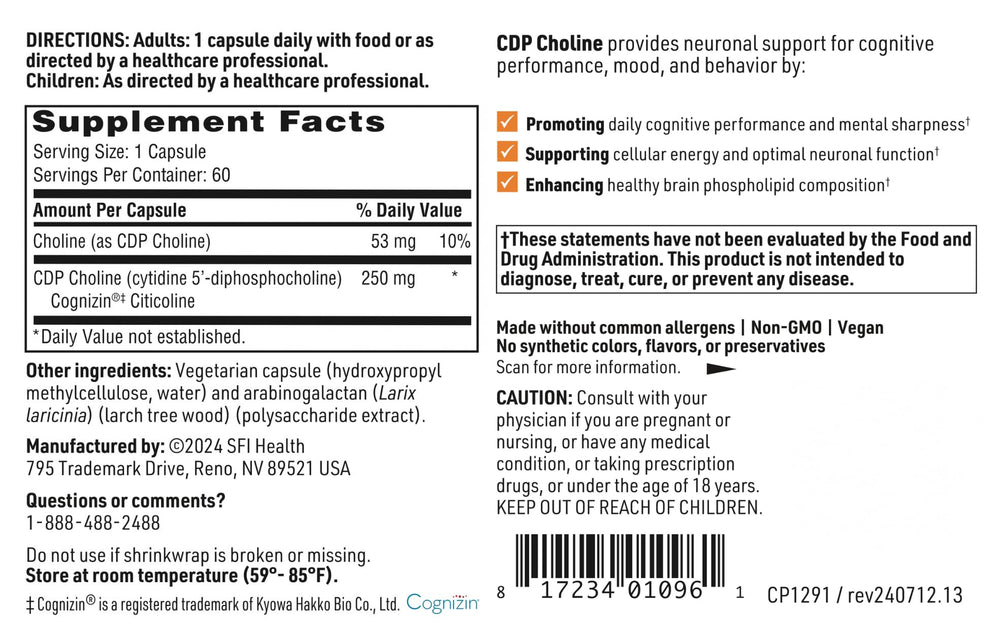 SFI Health Klaire Labs CDP Choline memory and attention concept