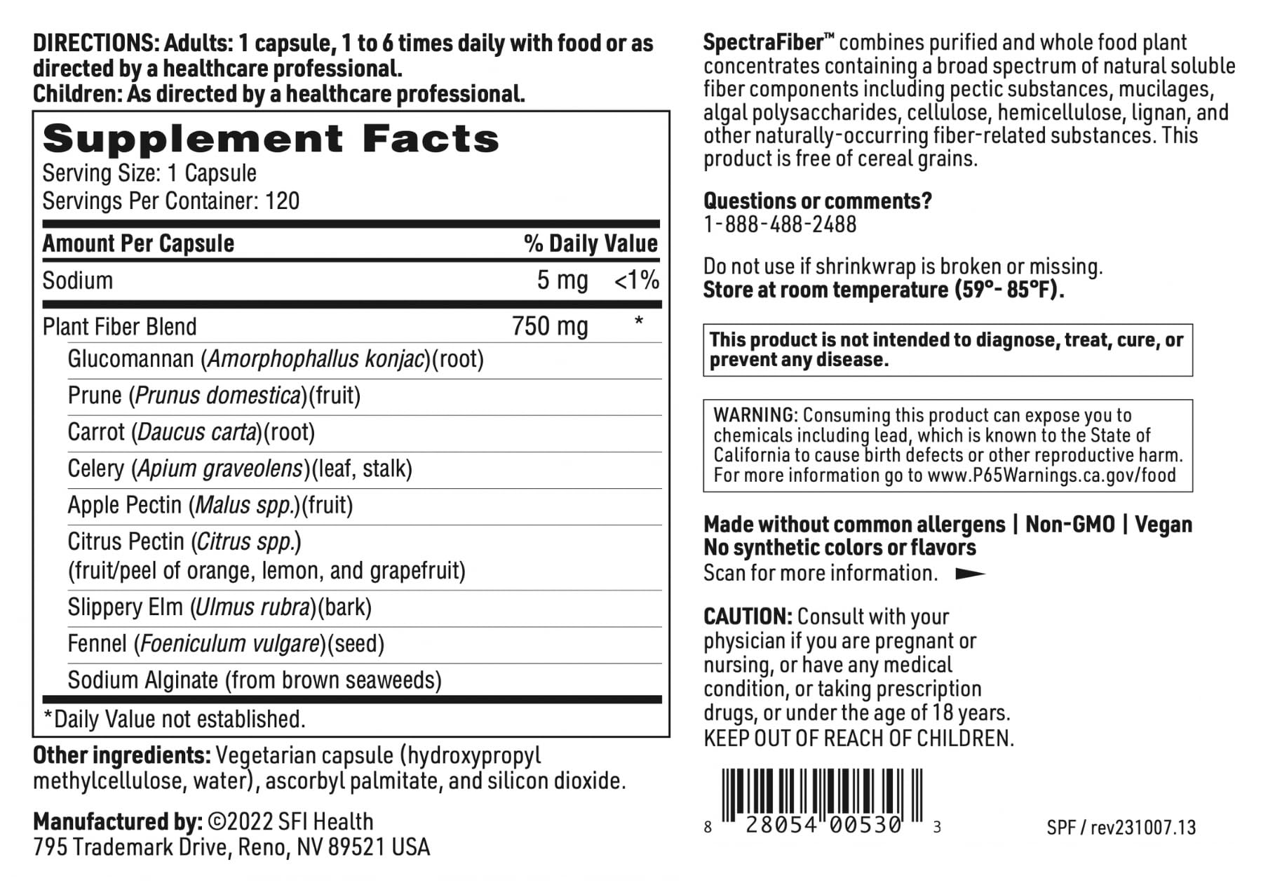 SFI Health SpectraFiber apple and citrus pectin visuals for gut-friendly options.
