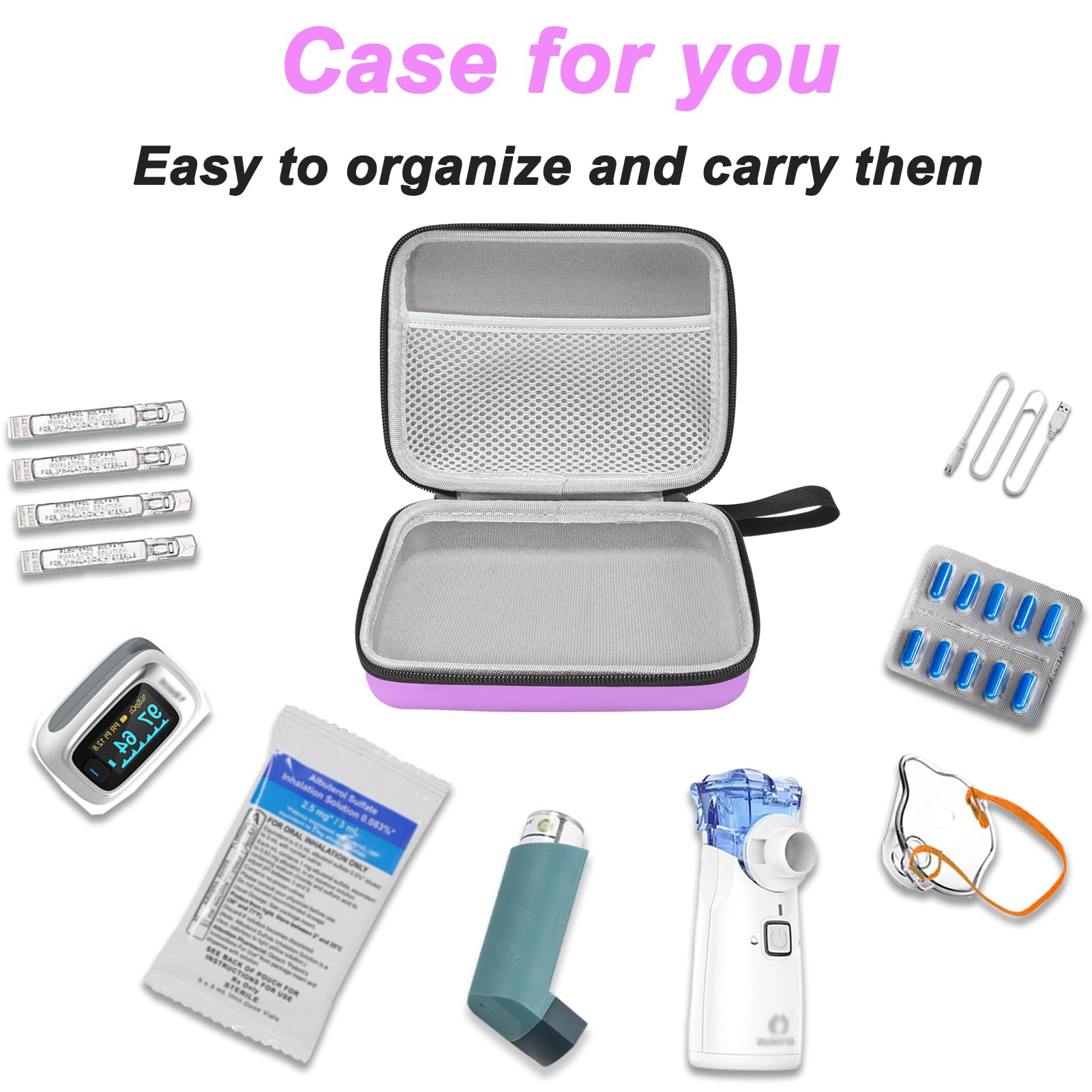 Klawdsky caja dura para nebulizador portátil y accesorios, protección anti golpes