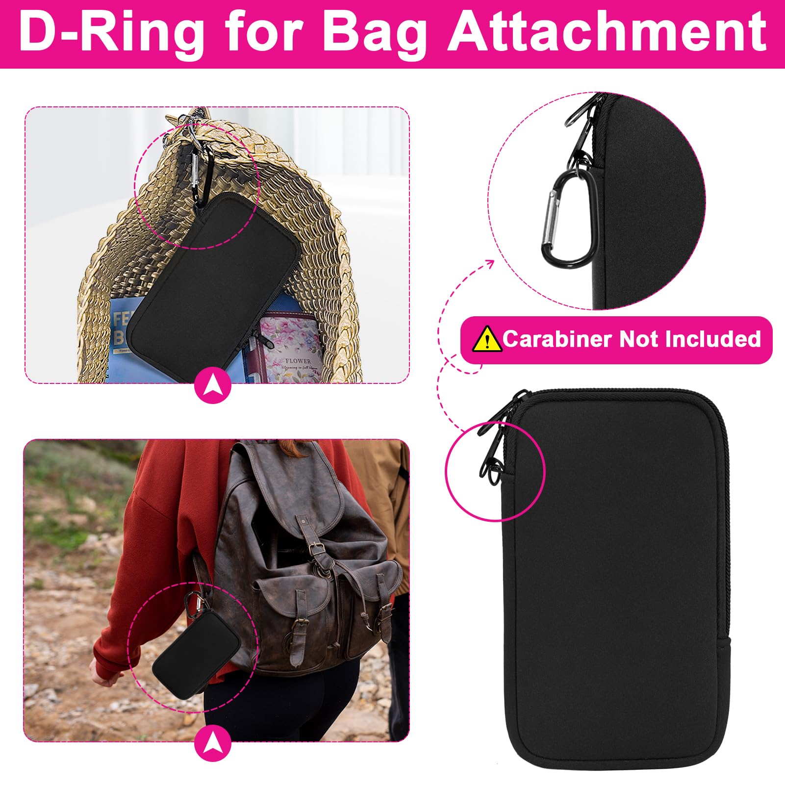 Klawdsky Tampon Holder with built-in D-ring offers discreet bag clipping.