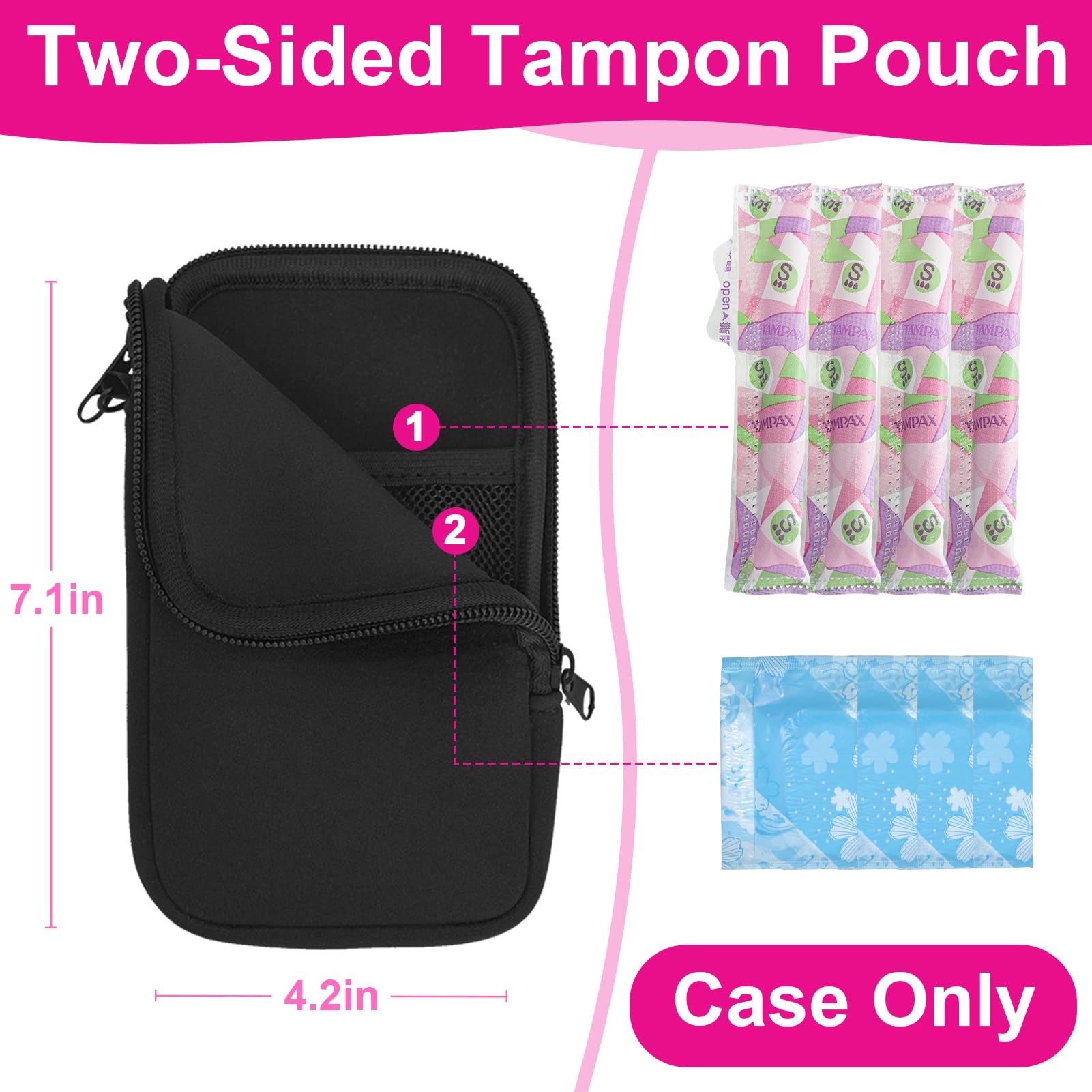 Klawdsky Tampon Holder dual compartments allow quick, visible access to supplies.