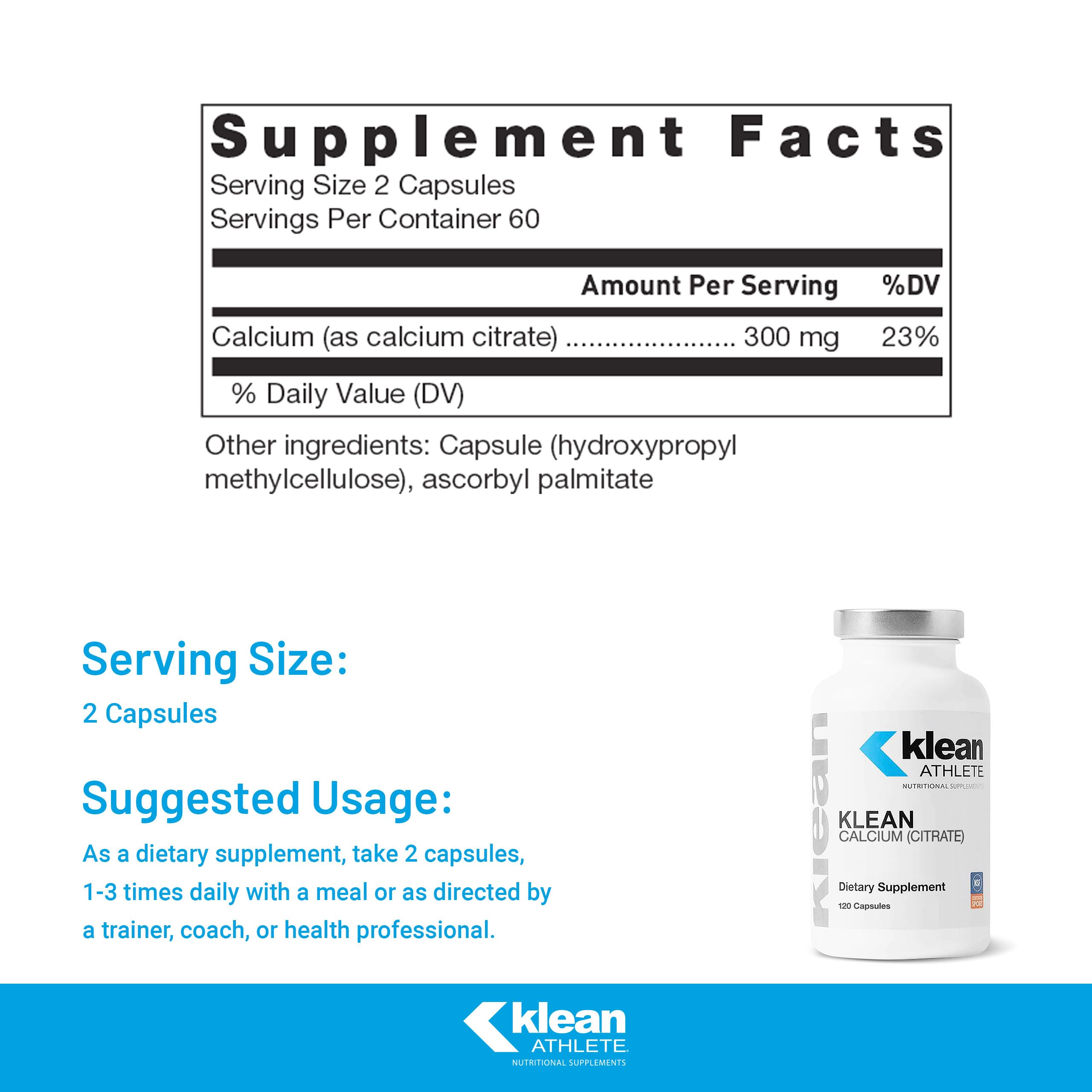 Klean Athlete Calcium Citrate bottle pour demonstrating easy daily calcium intake.