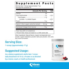 Klean Collagen+C bottle side highlights clean label and NSF sport certification
