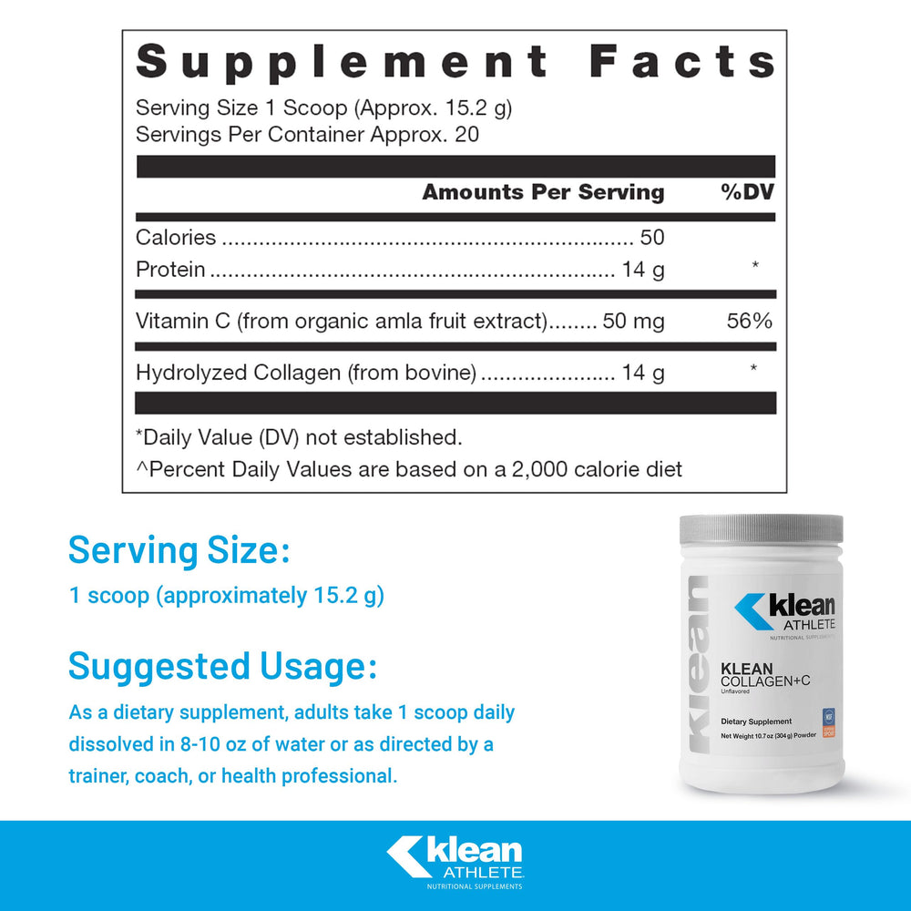 Klean Athlete Klean Collagen+C powder scoop for convenient daily servings.