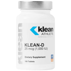 Klean Athlete Klean-D bottle close-up highlighting label and vitamin D support.