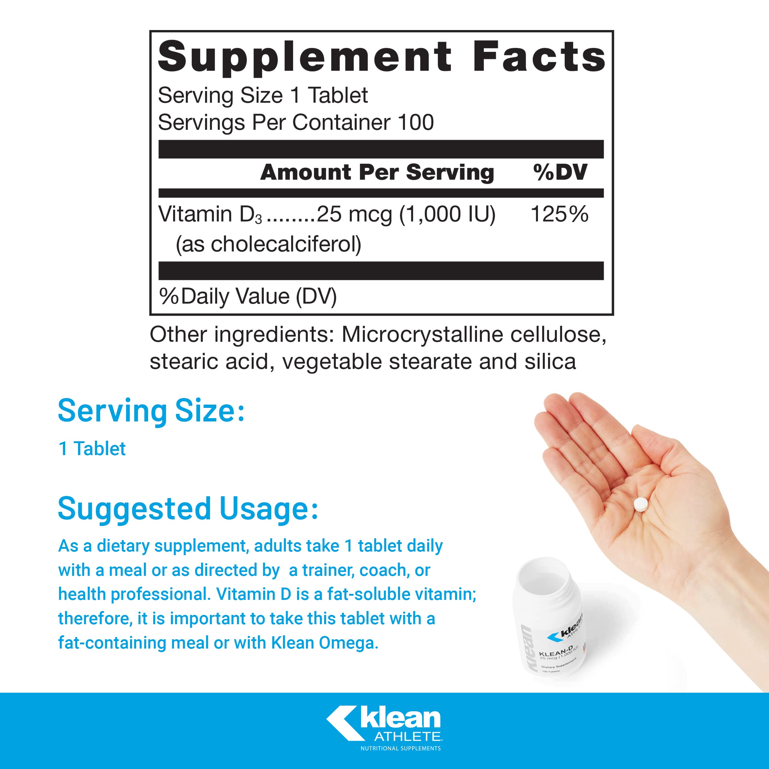 Klean Athlete Klean-D bottle pour showing easy daily vitamin D intake.