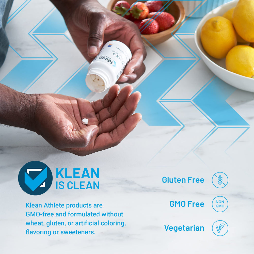Klean Athlete Klean-D label front with NSF Certified for Sport logo.