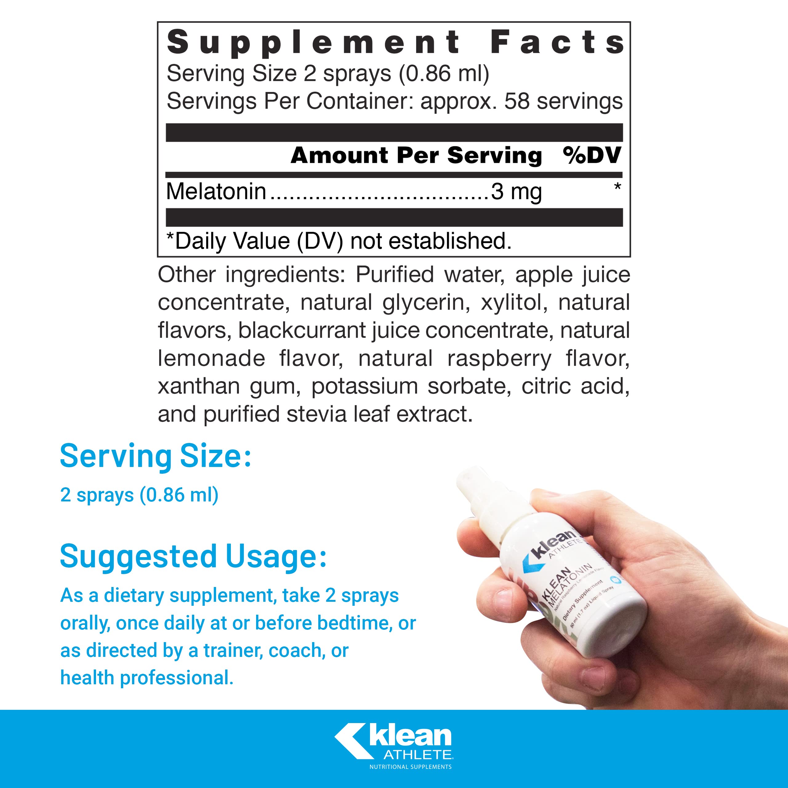Klean Melatonin spray dispensing a quick sleep support dose