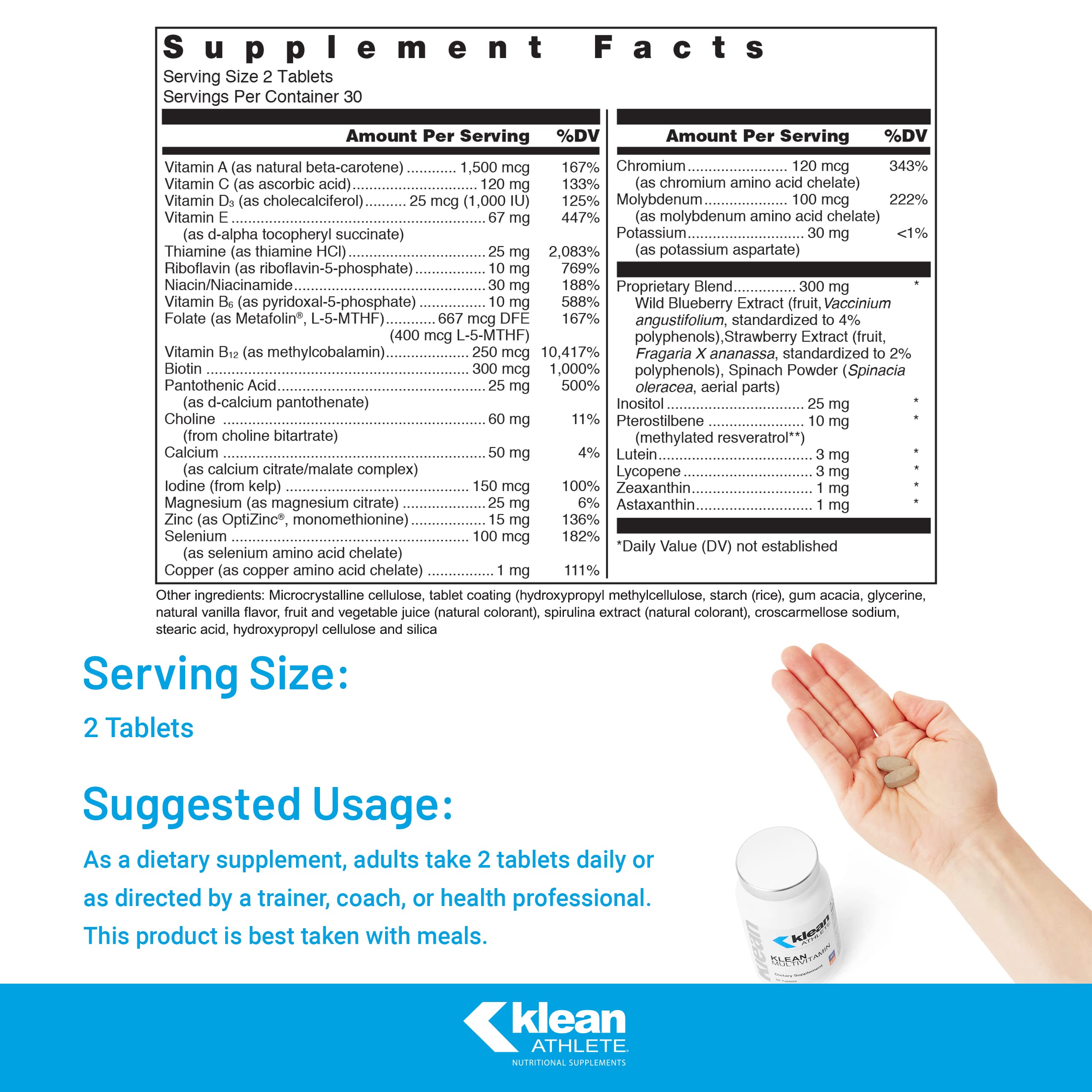 Klean Athlete Klean Multivitamin pour illustrates easy daily dosing for athletes.