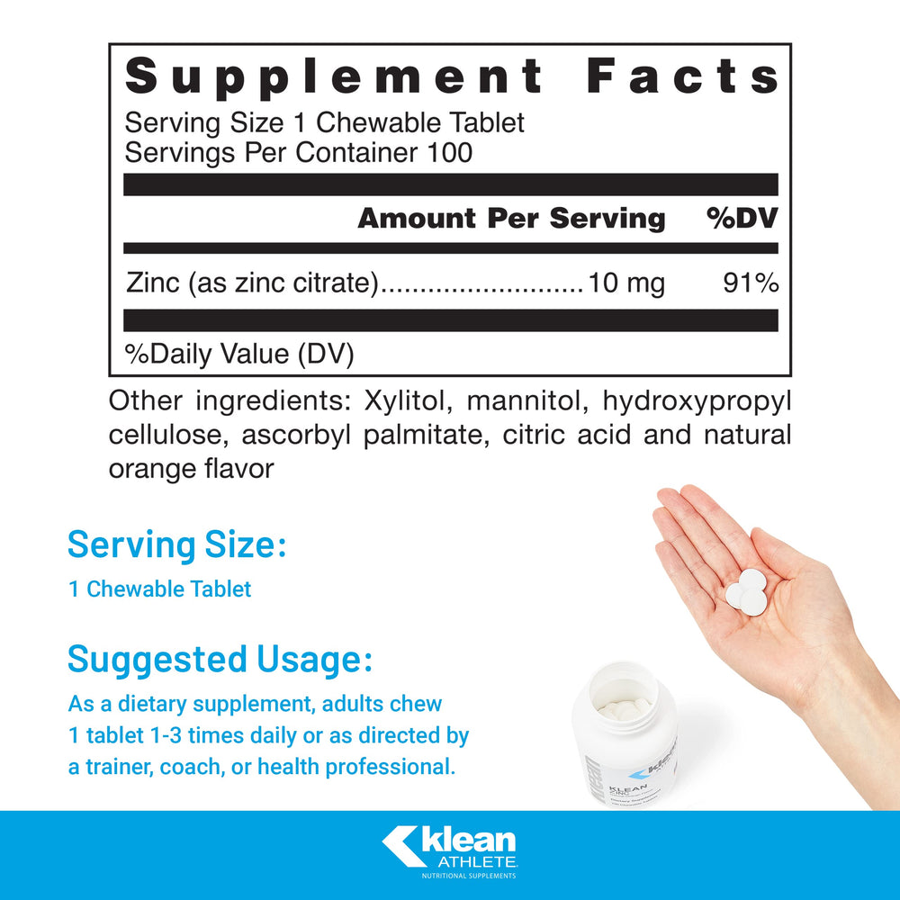 Klean Athlete Klean Zinc bottle side with label and NSF Certified for Sport