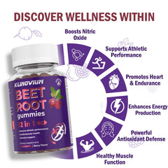 Klinovium Nitric Oxide Beet Root Gummies label close-up with grapeseed and pomegranate blend.