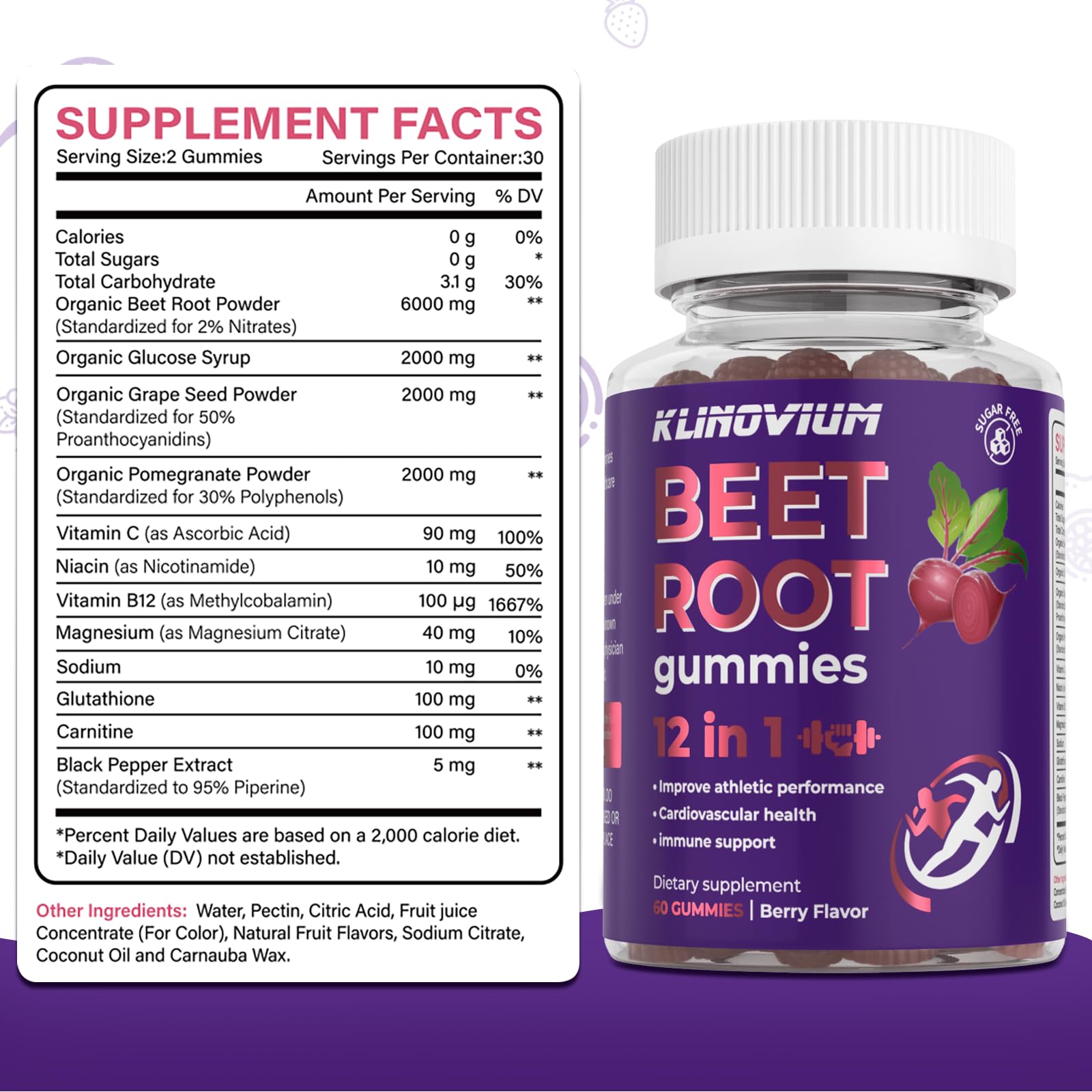 Klinovium gummies texture with mixed berry flavor suggests easy daily consumption.