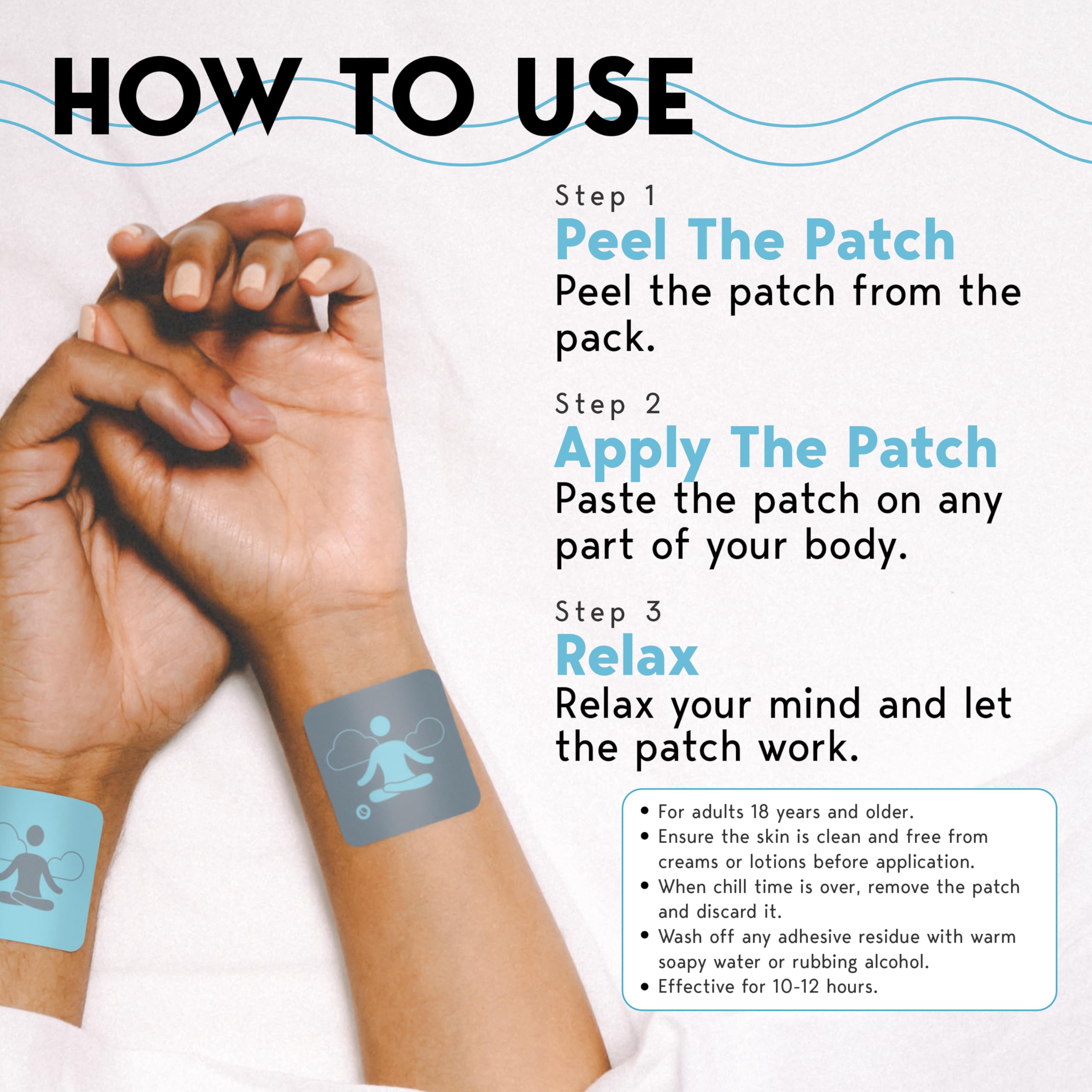 Klova Chill patch placed on the top of the foot for convenient wear