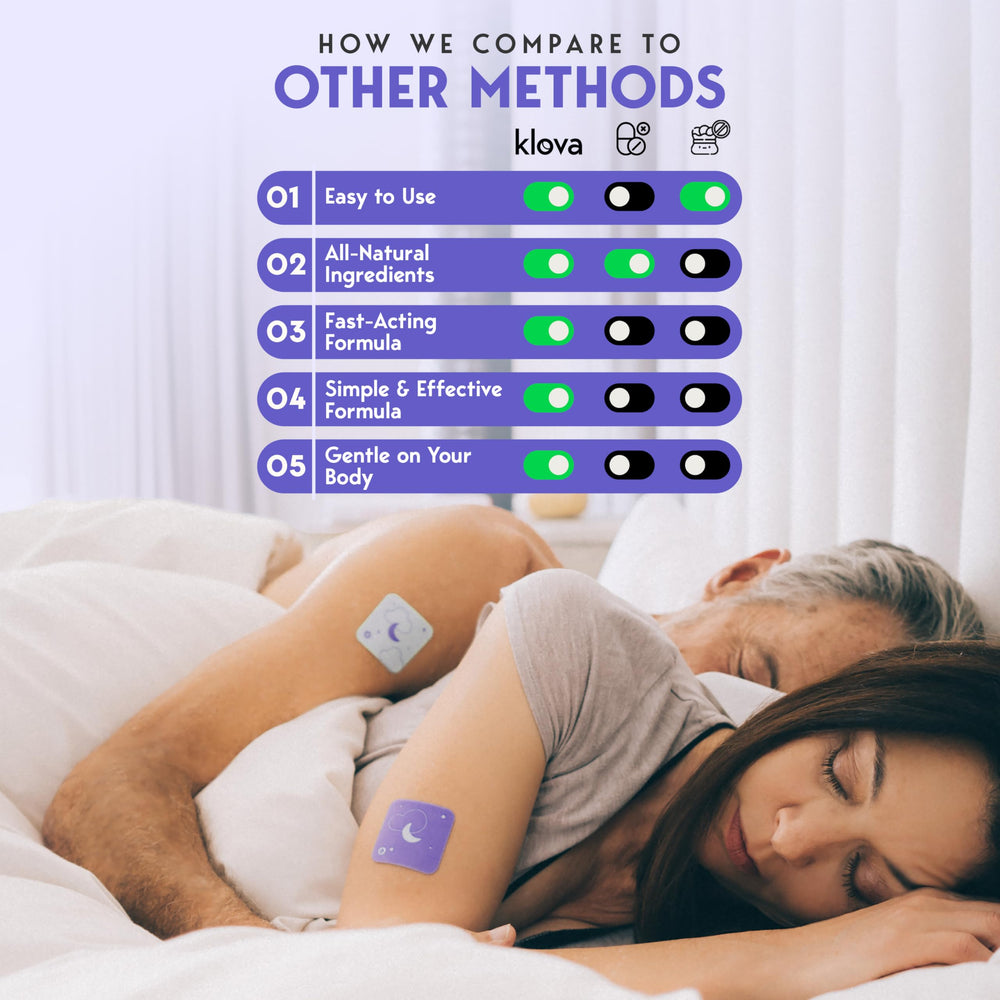 Klova ZSleep patch on arm for steady overnight release.