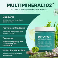 KLUNIZ Revive Hair Gummies with Irish sea moss imagery, suggesting natural wellness benefits.
