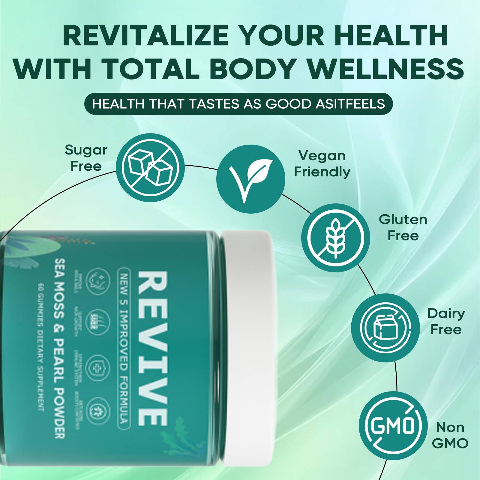 KLUNIZ Revive Hair Gummies vitamin C and E visuals for nourishing support.
