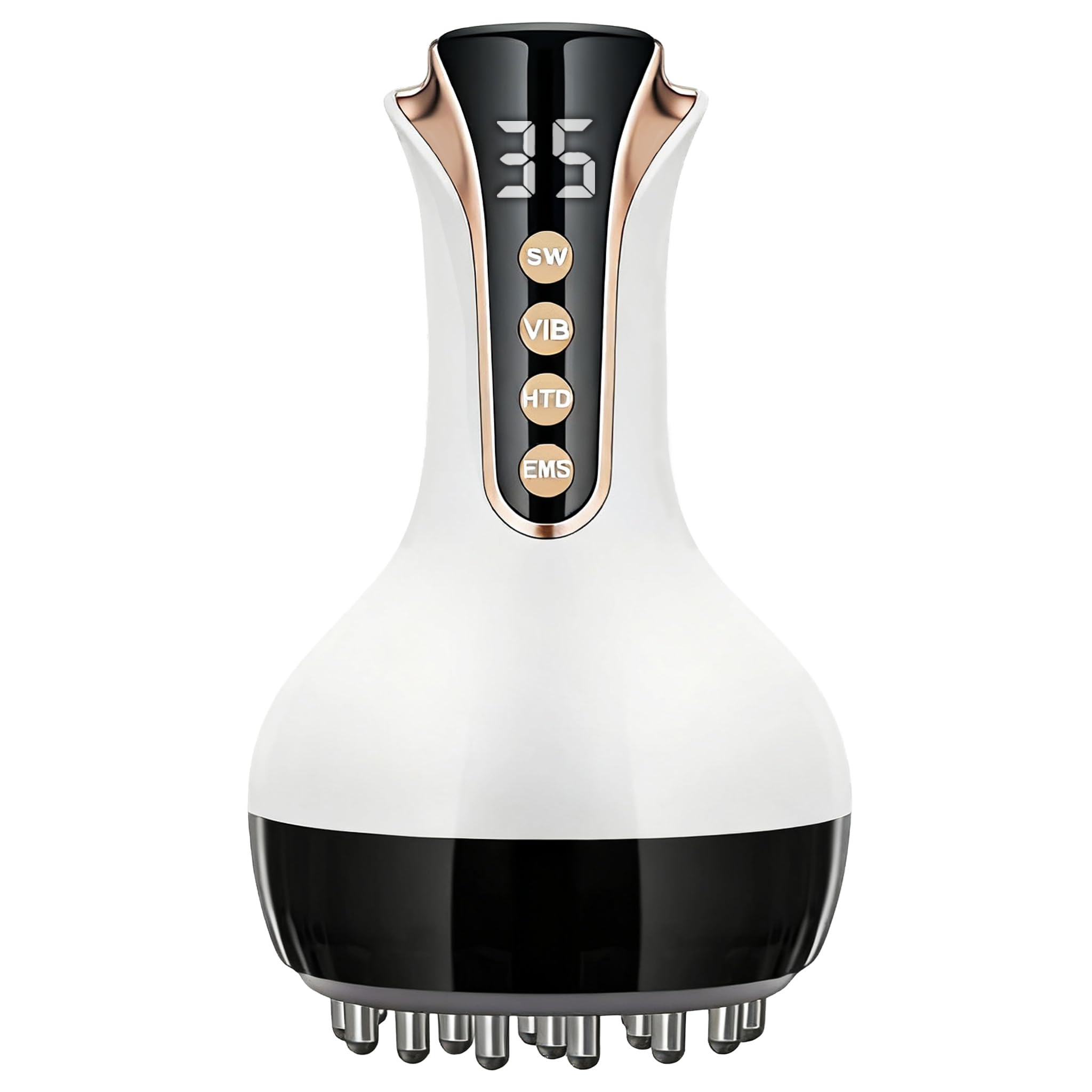 Klyverinoxis 3-in-1 lymphatic massager on legs showing targeted contours and relief.