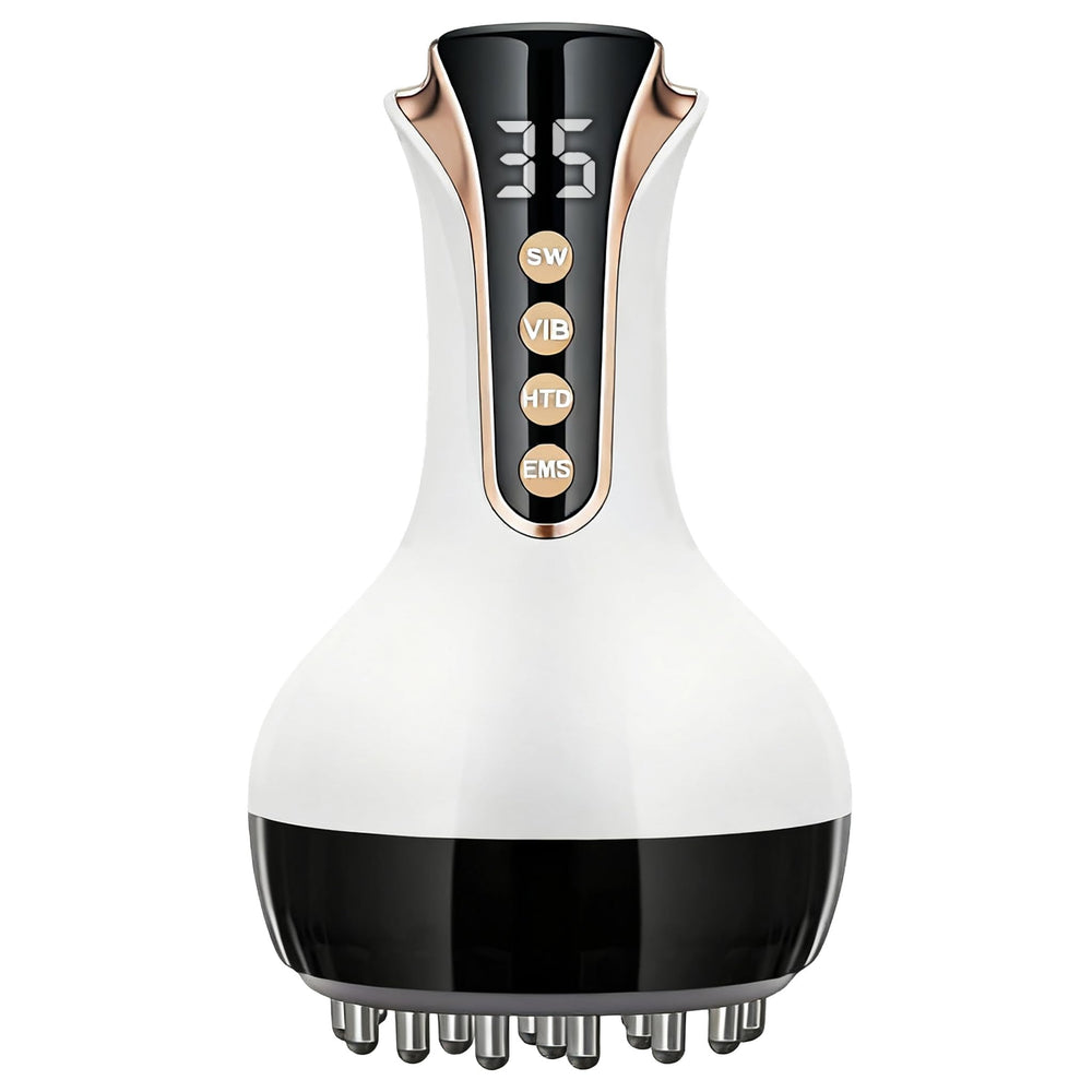 Klyverinoxis 3-in-1 lymphatic massager on legs showing targeted contours and relief.