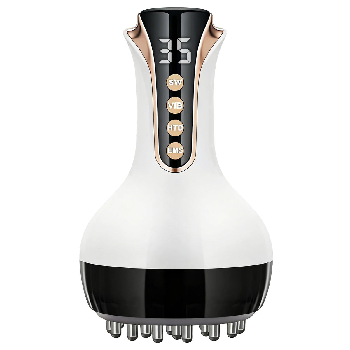 Klyverinoxis 3-in-1 lymphatic massager on legs showing targeted contours and relief.