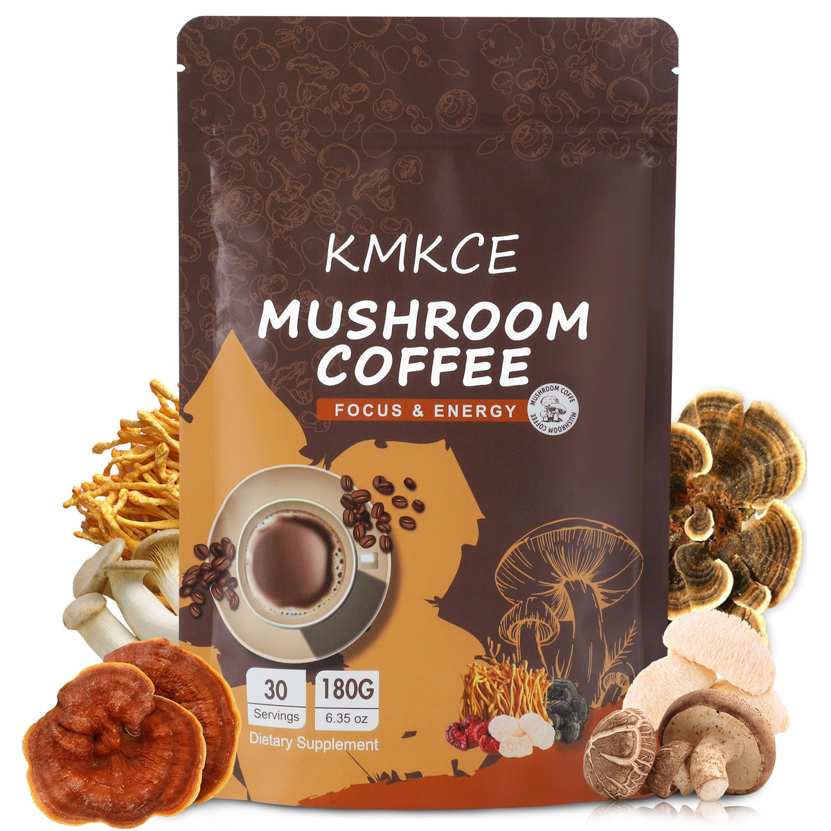 KMKCE Mushroom Coffee with Lion's Mane cup enhances focus and steady energy.