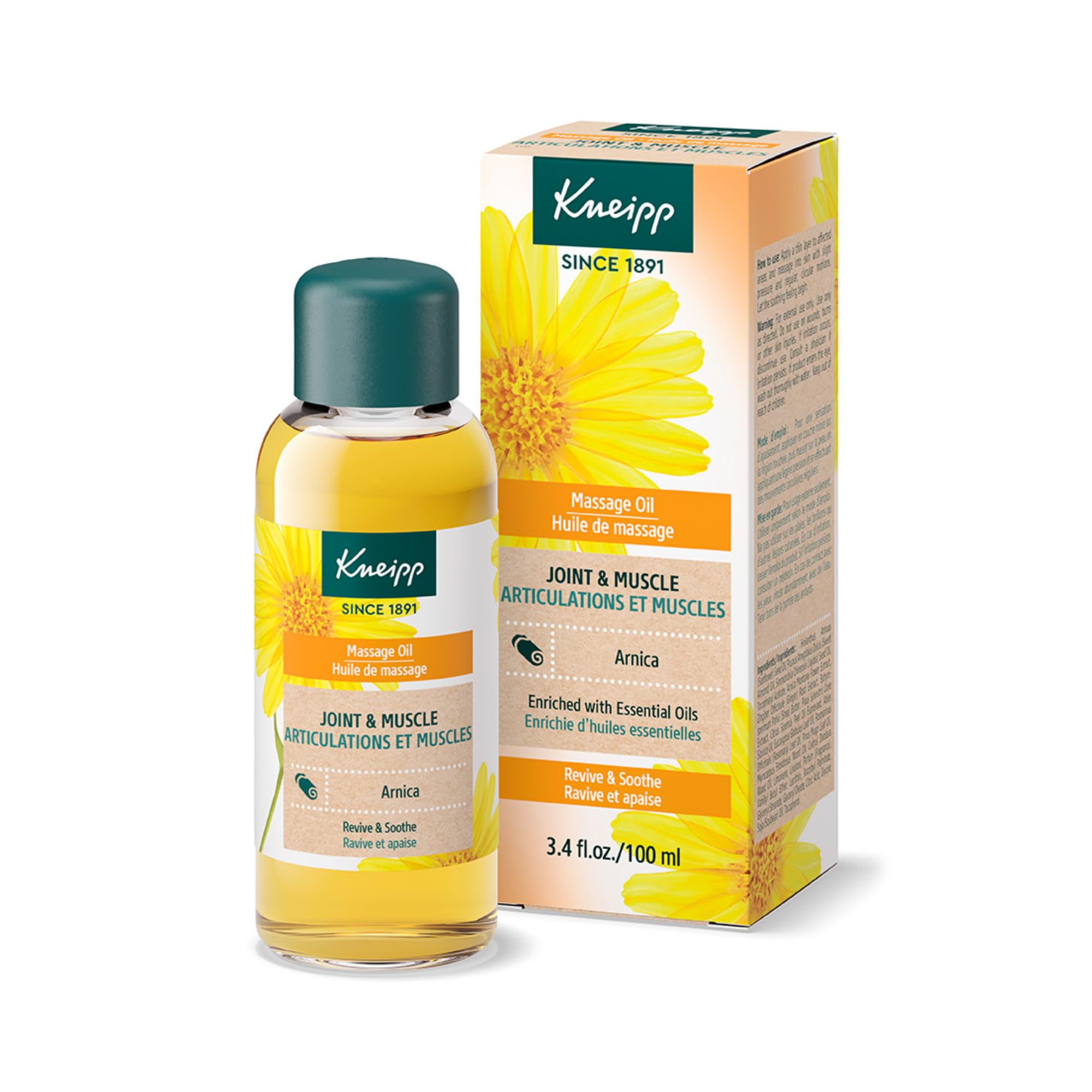 Kneipp Arnica massage oil bottle ready for post-workout relief