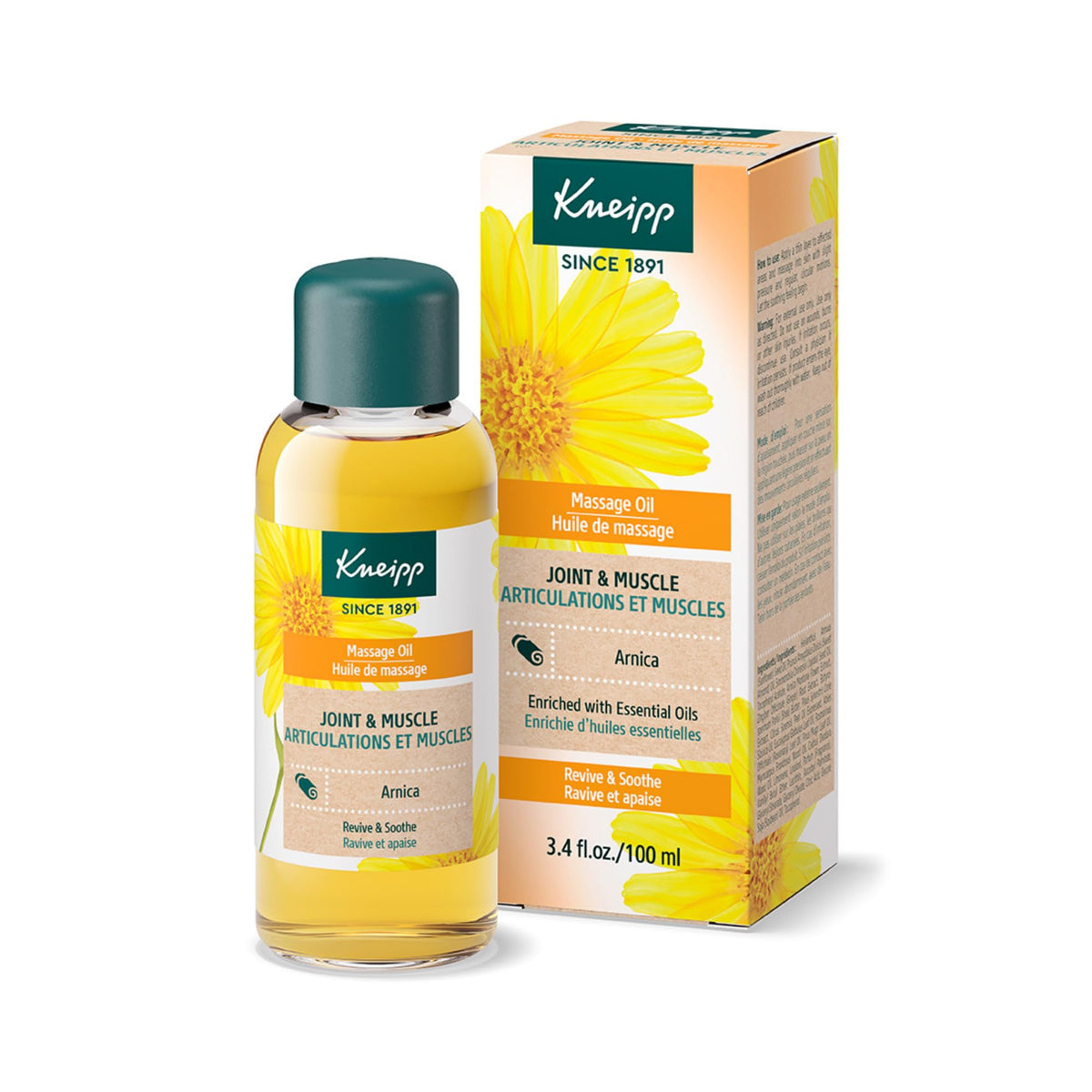 Kneipp Arnica massage oil bottle ready for post-workout relief