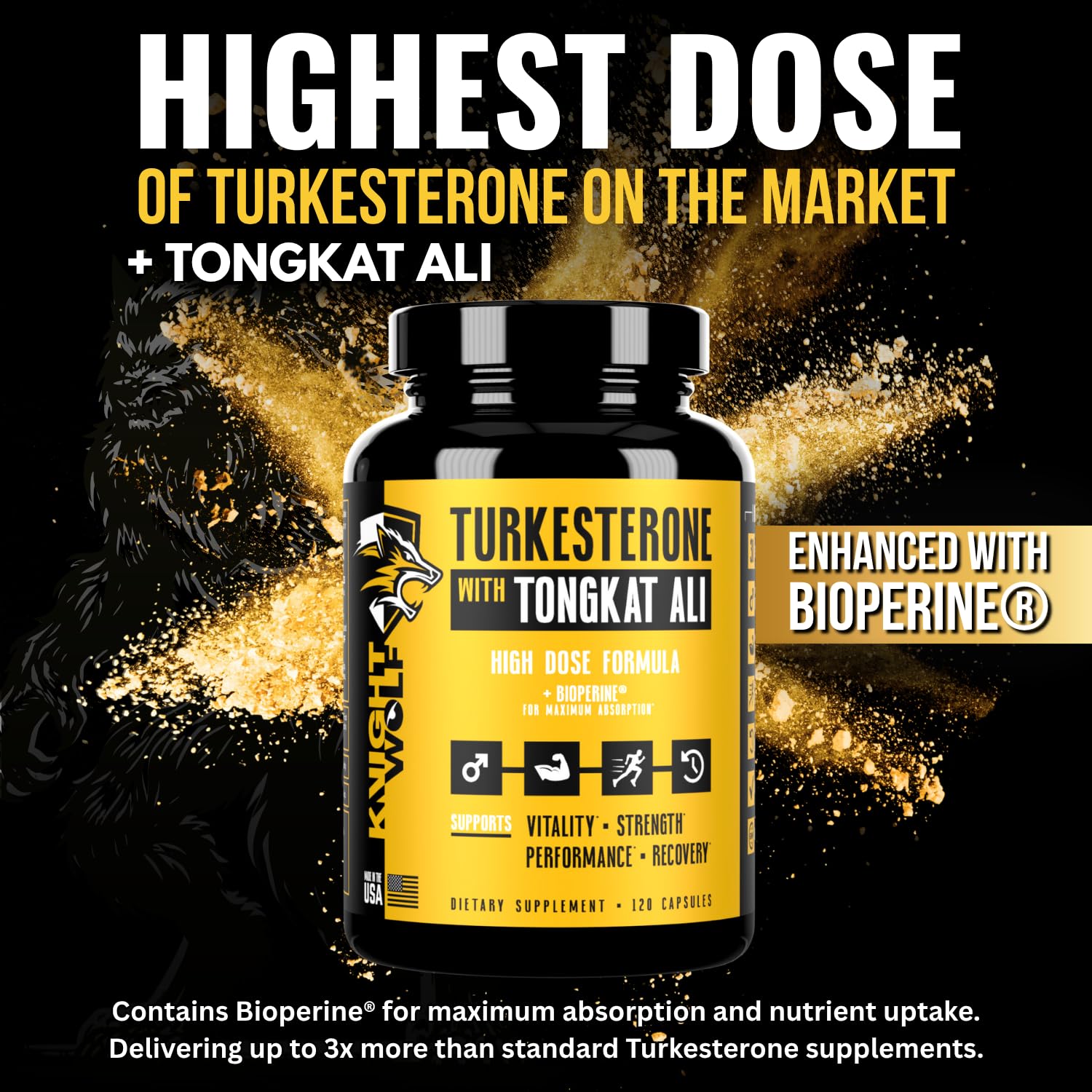 KNIGHT WOLF SUPPS Lab-tested seal signals purity and third-party verification.