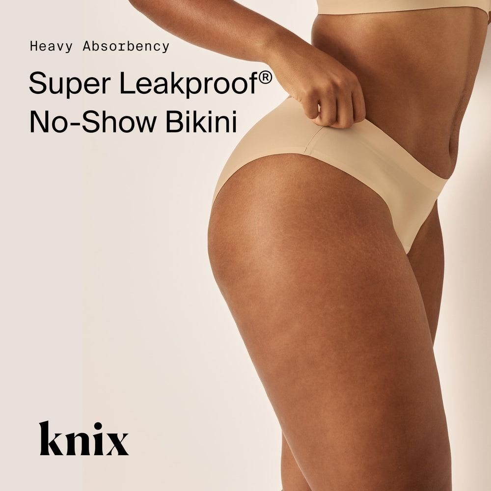 KNIX Super Leakproof Bikini Warm Sand back view demonstrates discreet coverage.