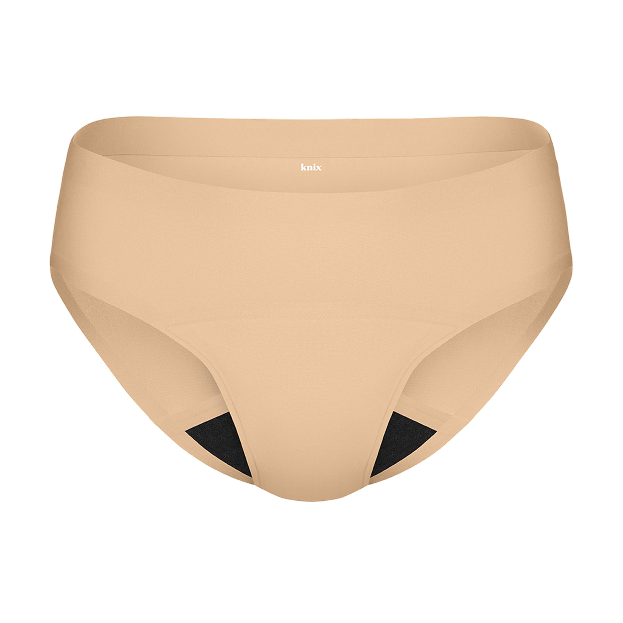 KNIX Super Leakproof Bikini warm sand pack shot showing trusted protection for daily wear and comfort