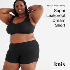 KNIX Dream Short black side view, comfortable night wear and leak prevention.