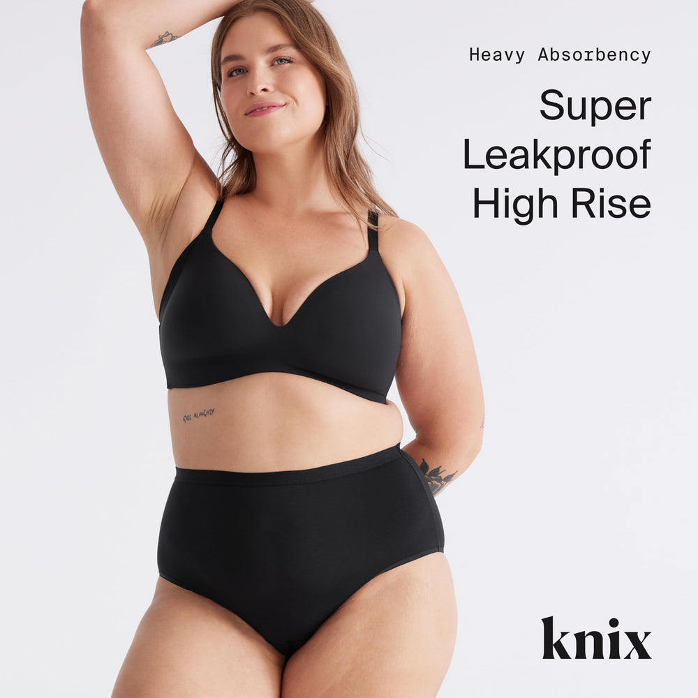 KNIX high rise underwear back view in black shows smooth, secure fit