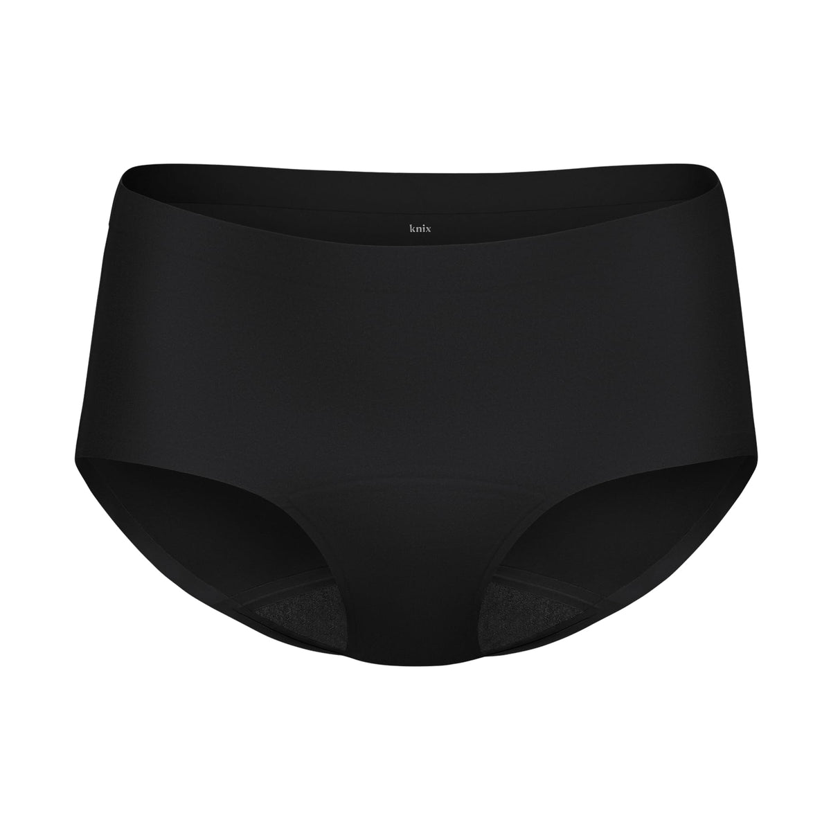 KNIX Super Leakproof No-Show Boyshort packshot in black, emphasizing everyday comfort.