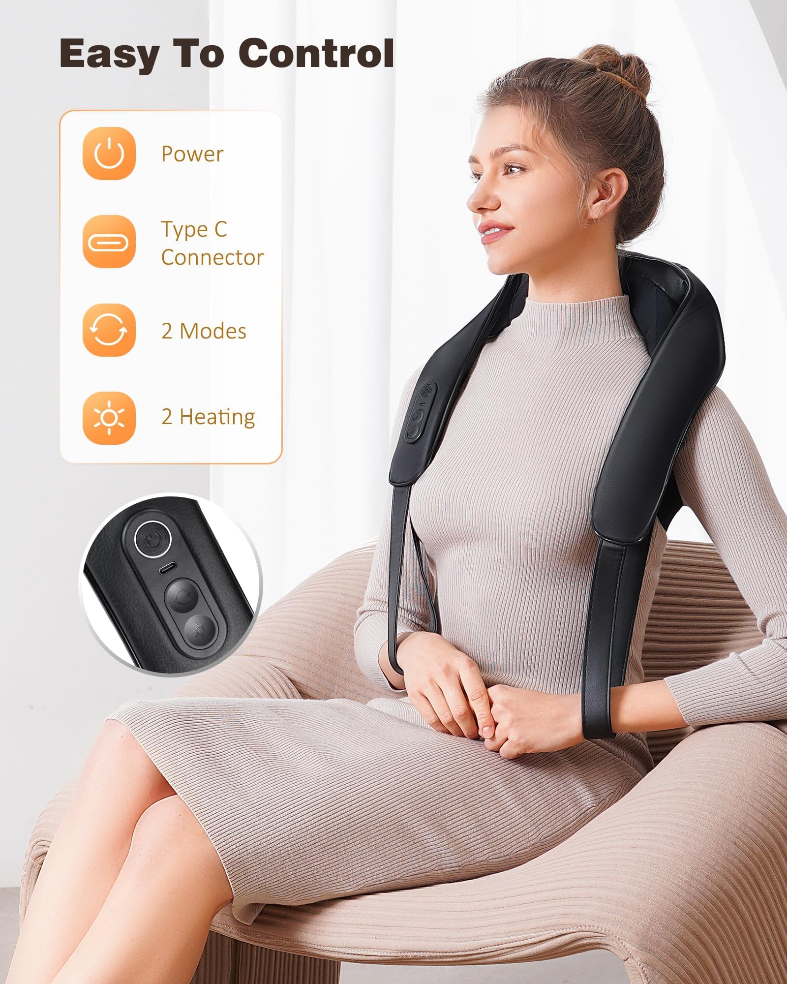 KNQZE 4D Shiatsu kneading simulates a professional massage for deep relaxation.