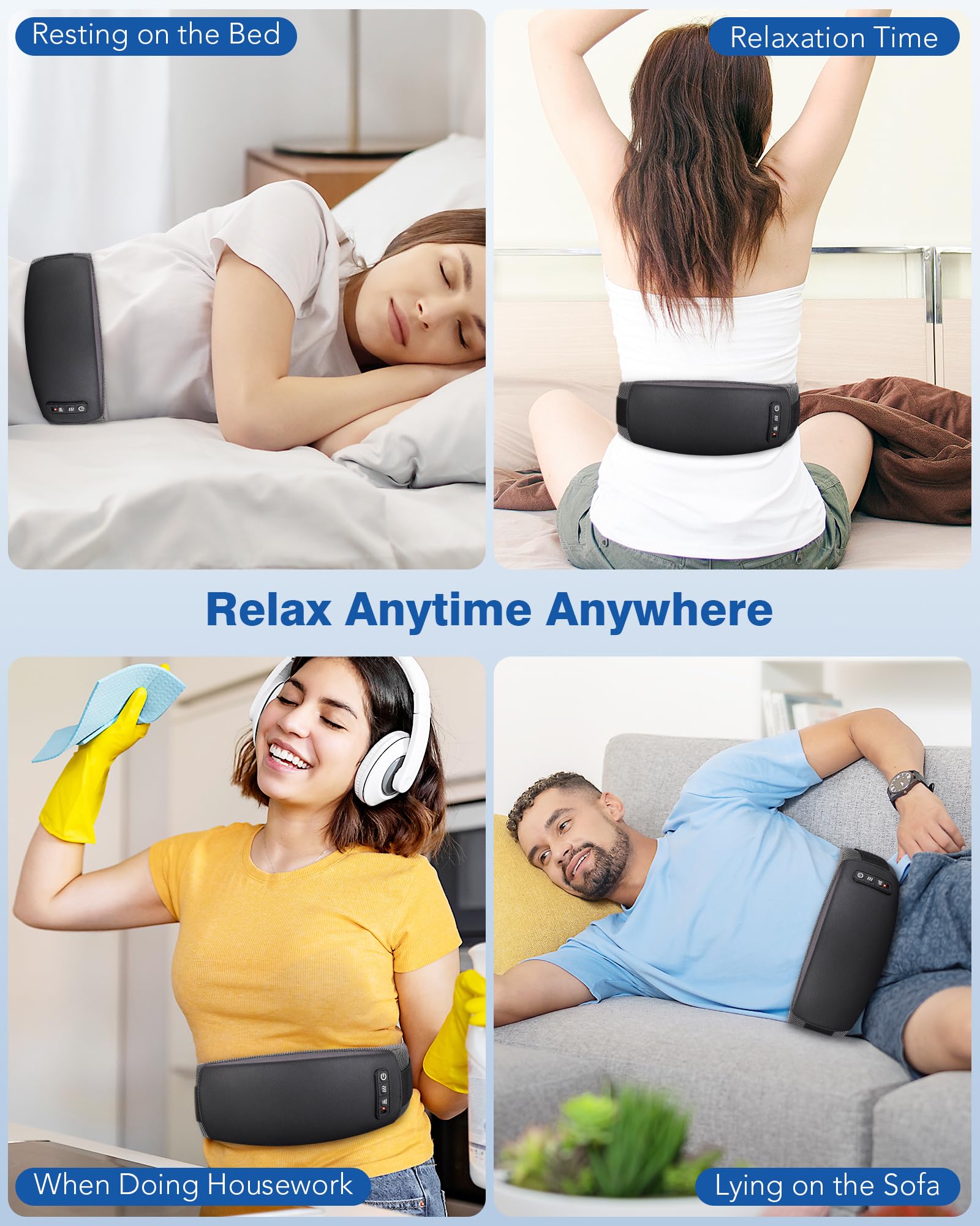 Ergonomic KNQZE belt hugs the body for steady contact during use.