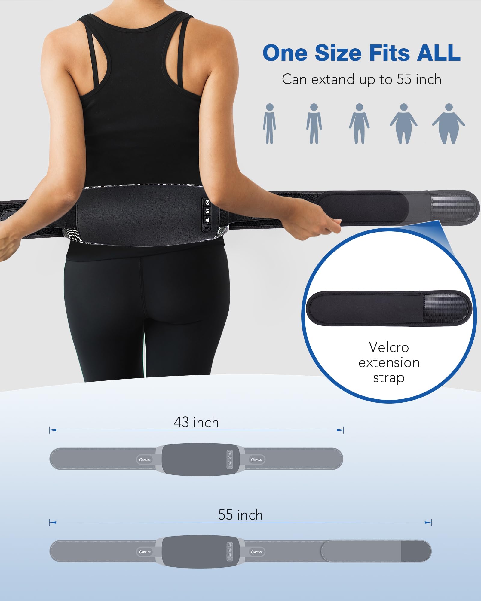 Red light therapy feature on KNQZE belt adds a soothing therapy element.