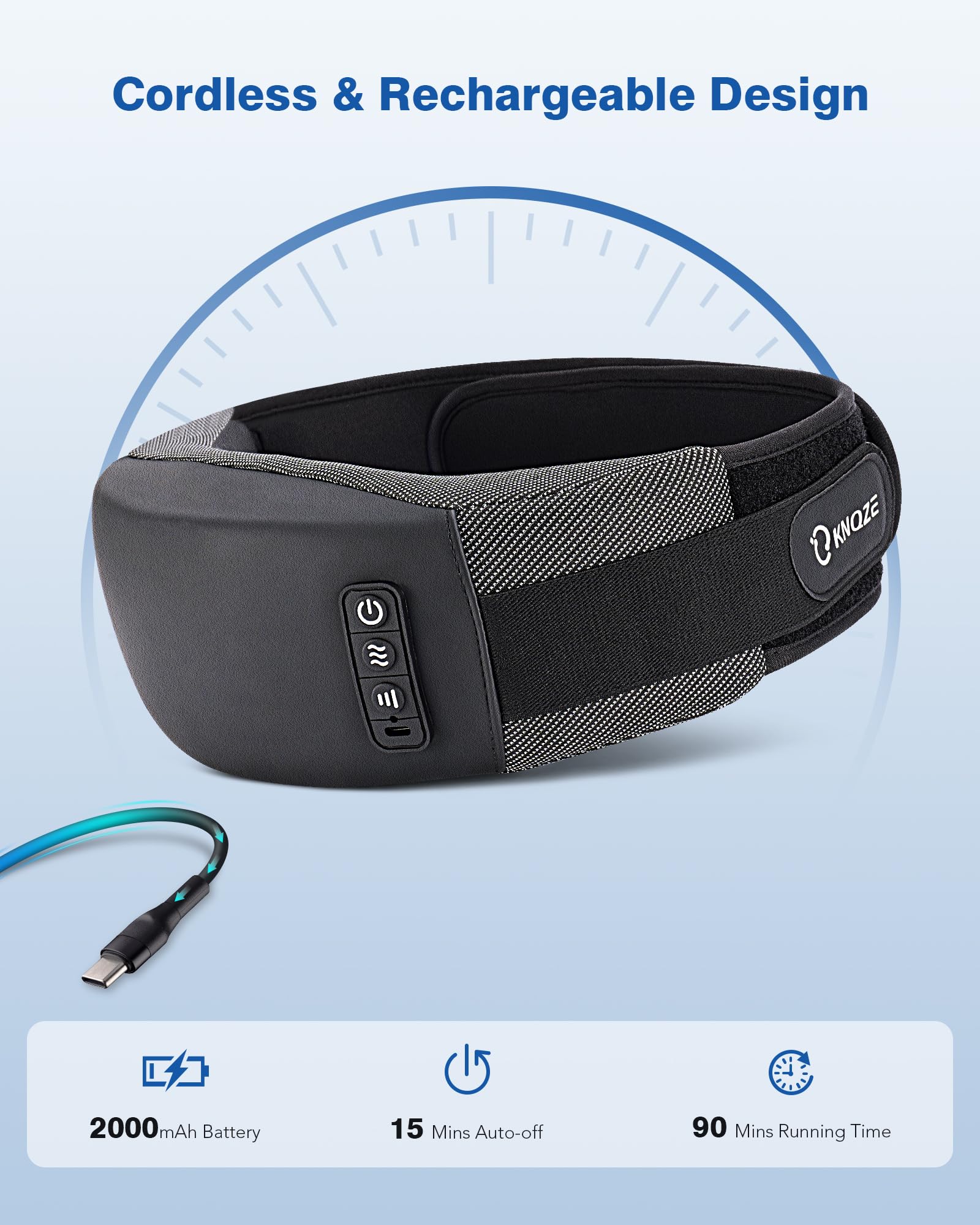 Stomach use mode on KNQZE belt helps relax abdominal tension for comfort.