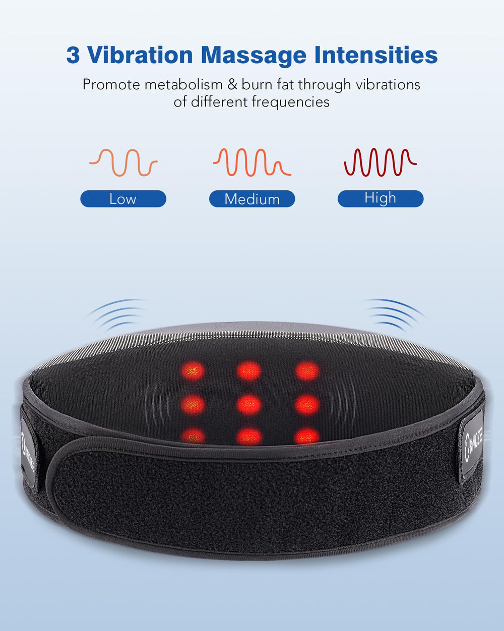 Wireless KNQZE back massager belt with heat and vibration for cordless relief.