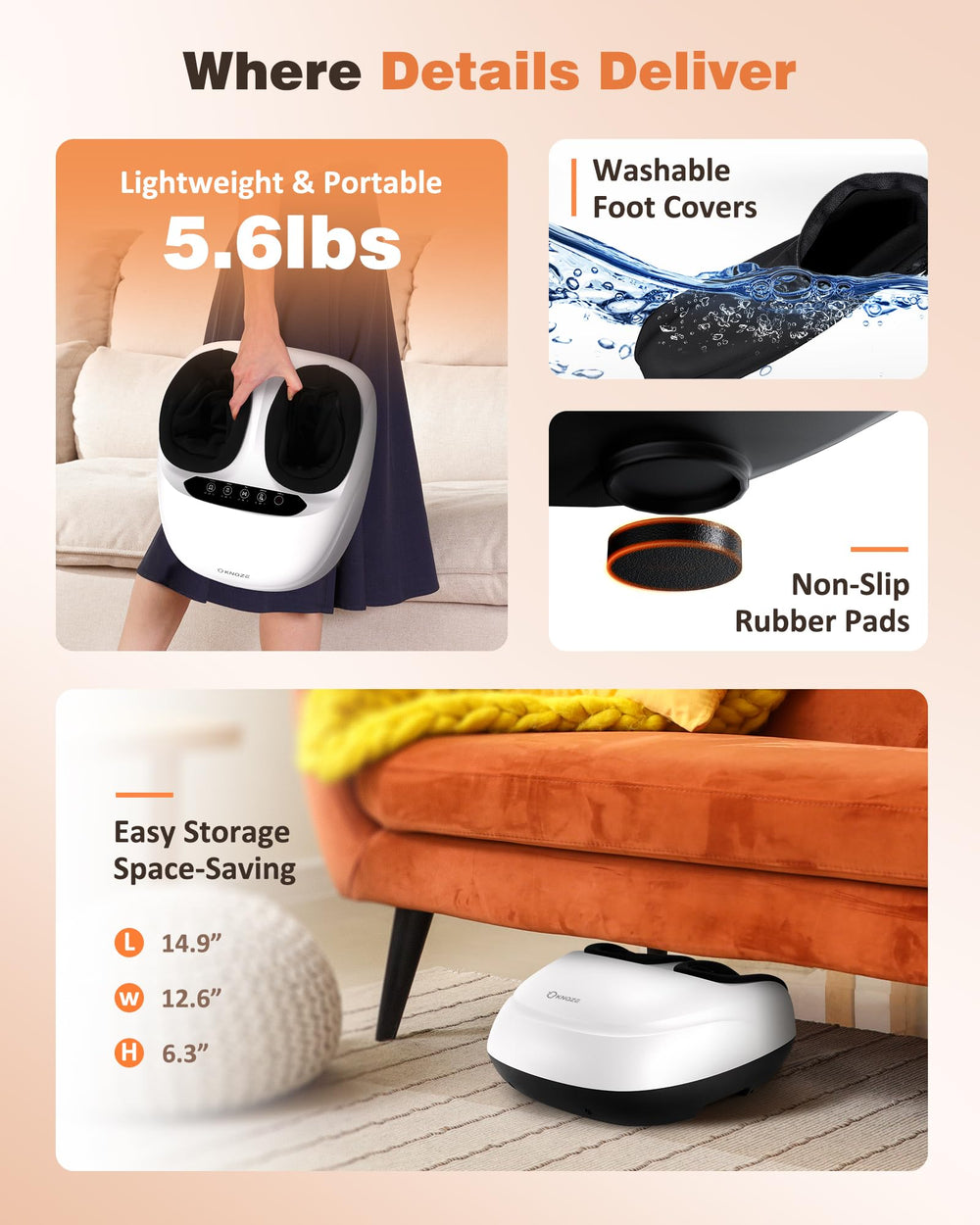 KNQZE remote control allows convenient operation without bending.